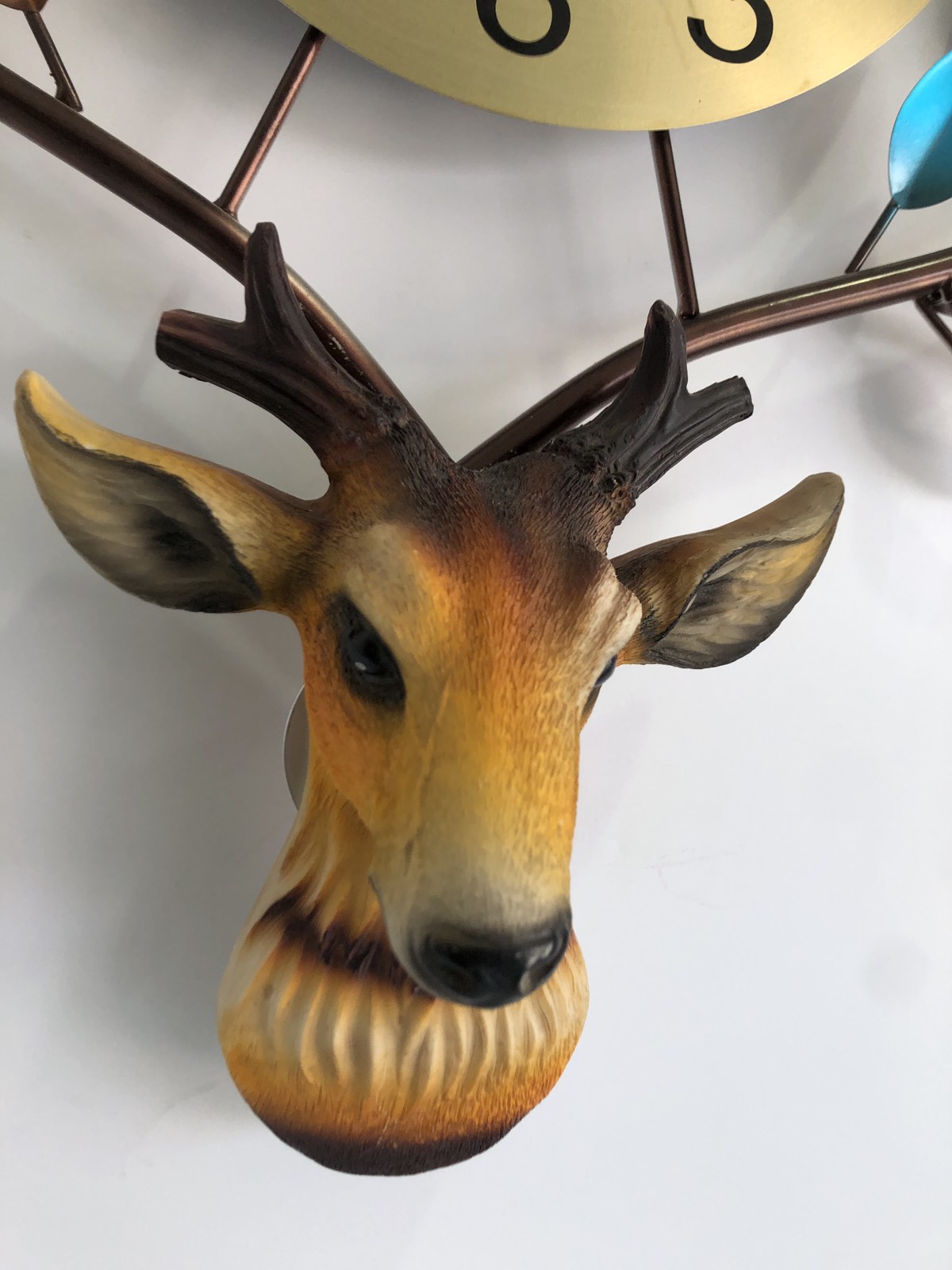 Artistic Look Deer Head Design With Elegant Antler Branches Wall Clock