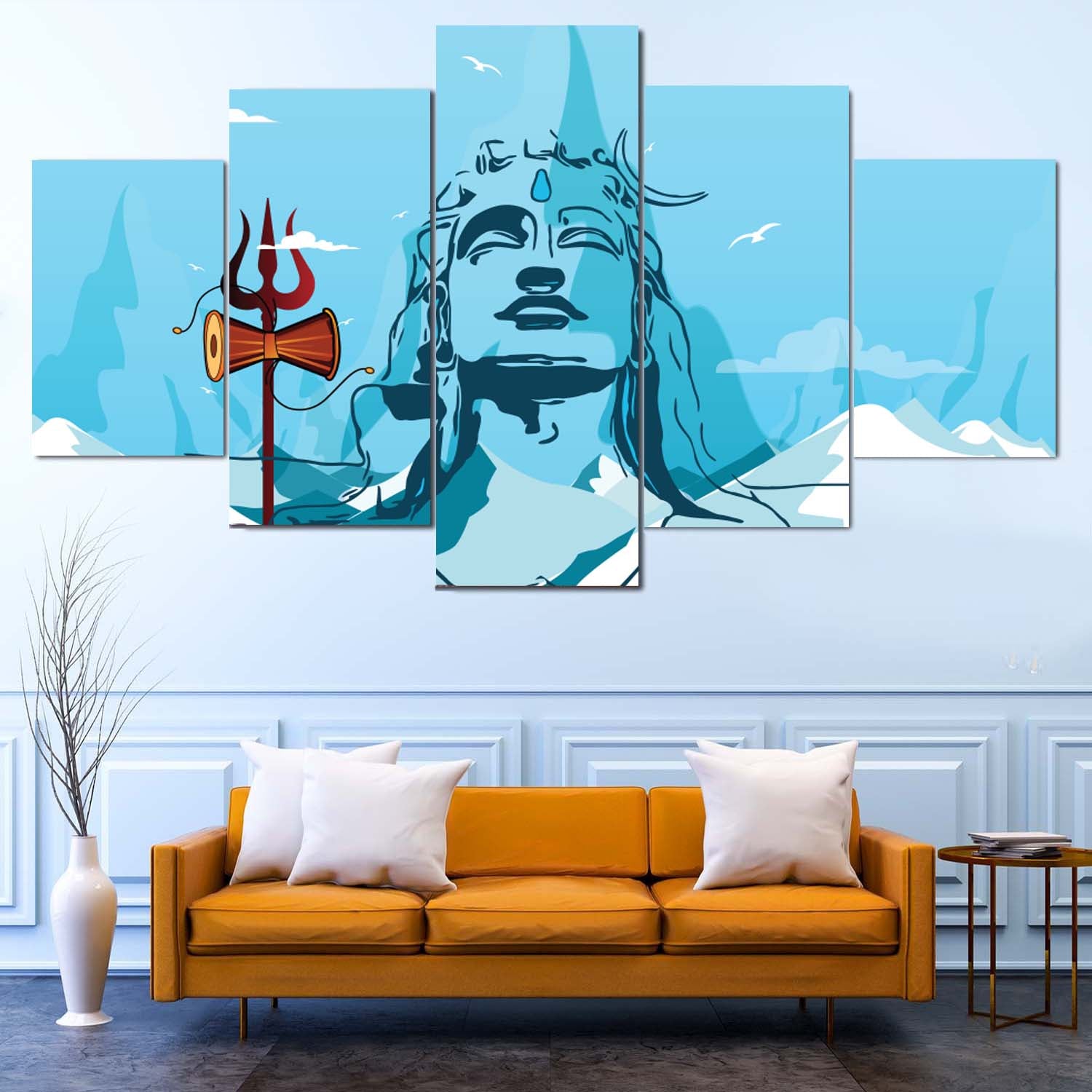 “Divine Energy on Your Wall – Lord Shiva Canvas” Size 32/52 5 pannel