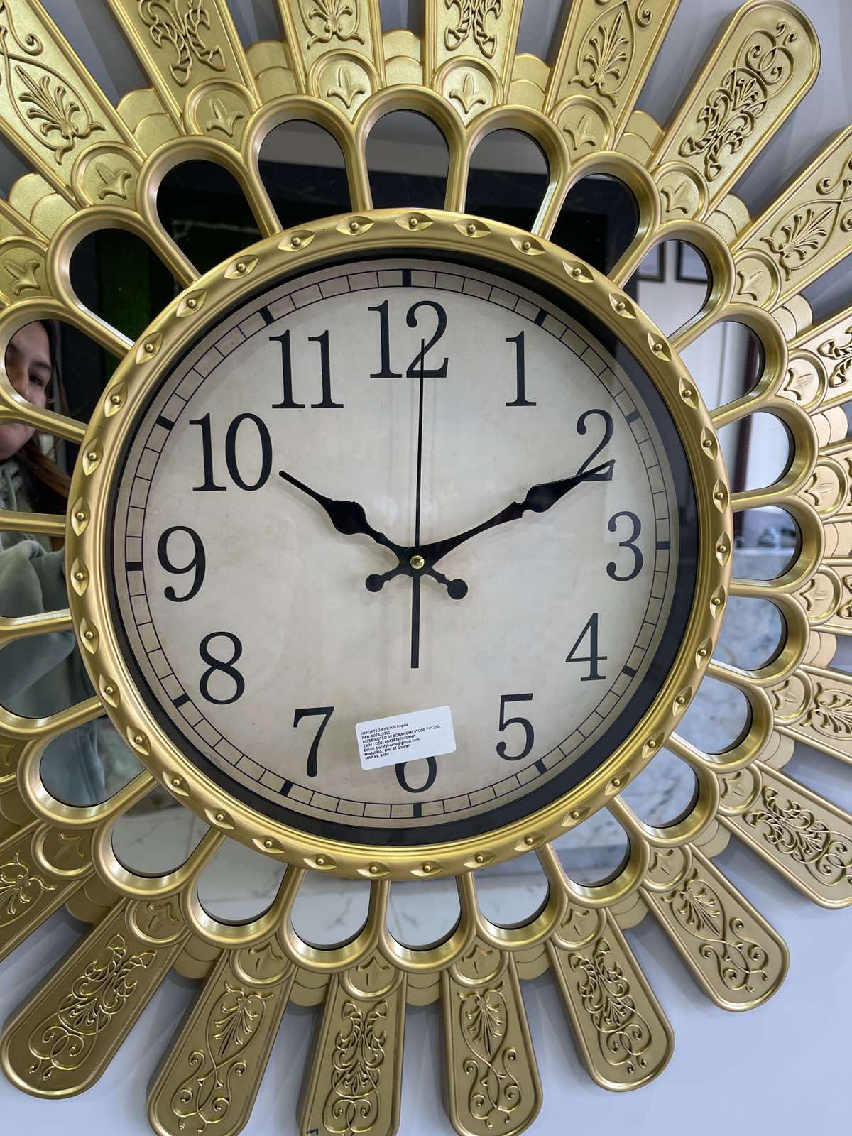 Anitque Bronze Mirro Embroided Wall Clock