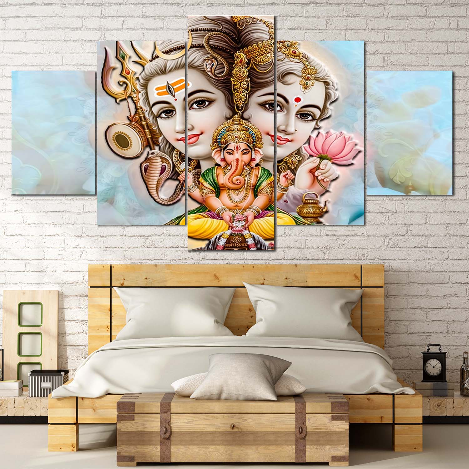 “Divine Energy on Your Wall – Lord Shiva Canvas” Size 32/52 5 pannel