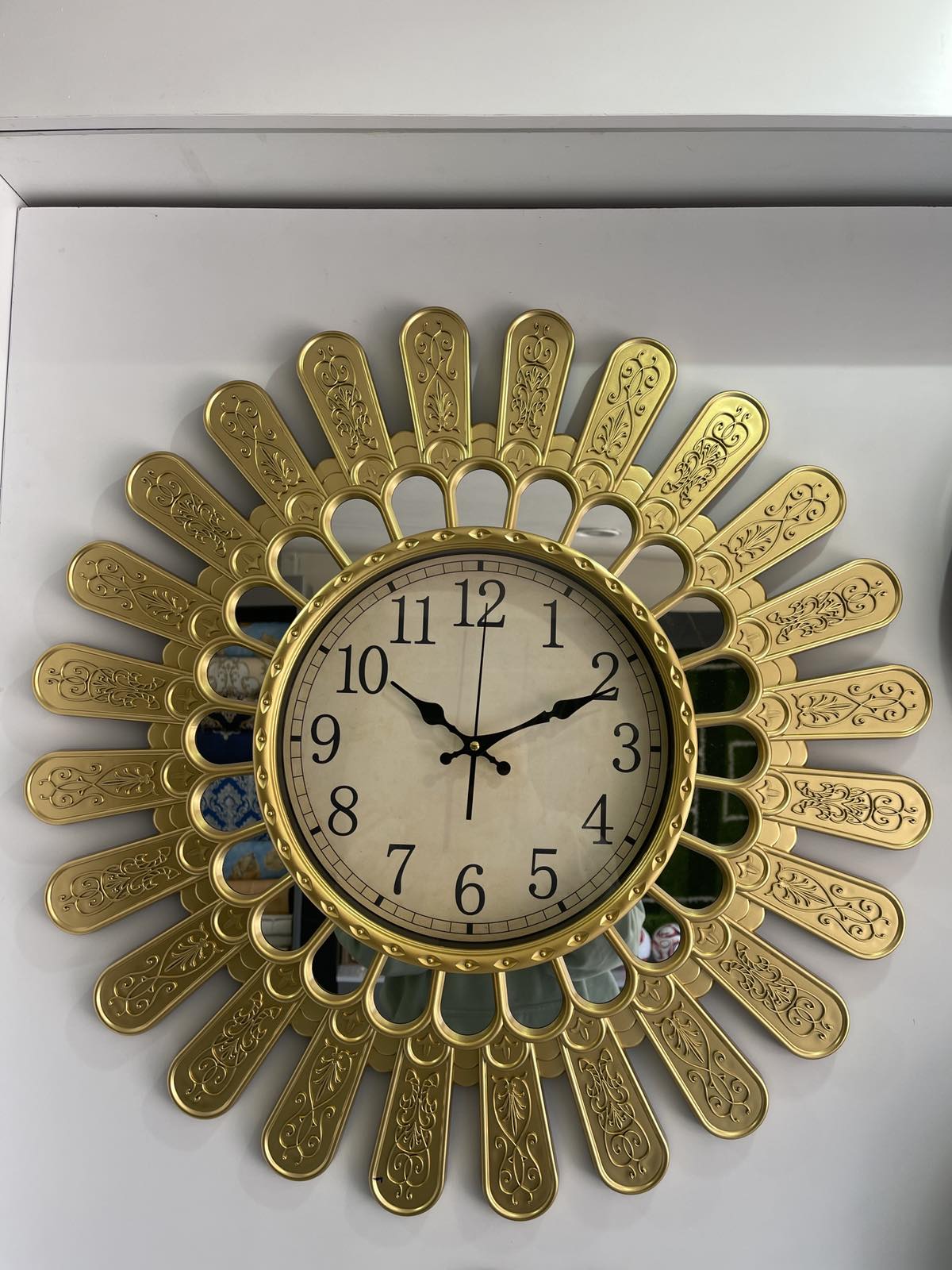 Anitque Bronze Mirro Embroided Wall Clock