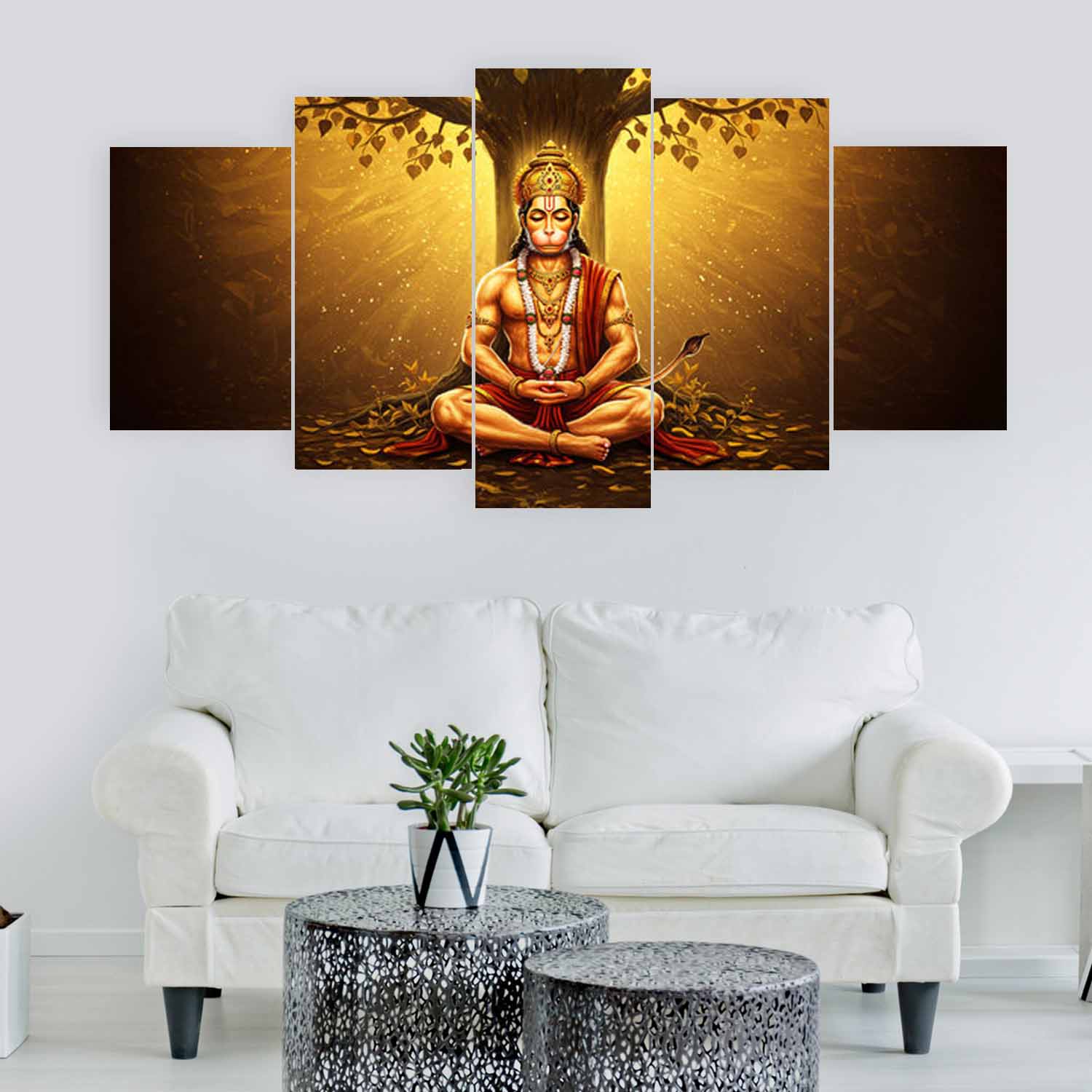Lord Hanuman 5 Pannel Canvas X 32/52 Size