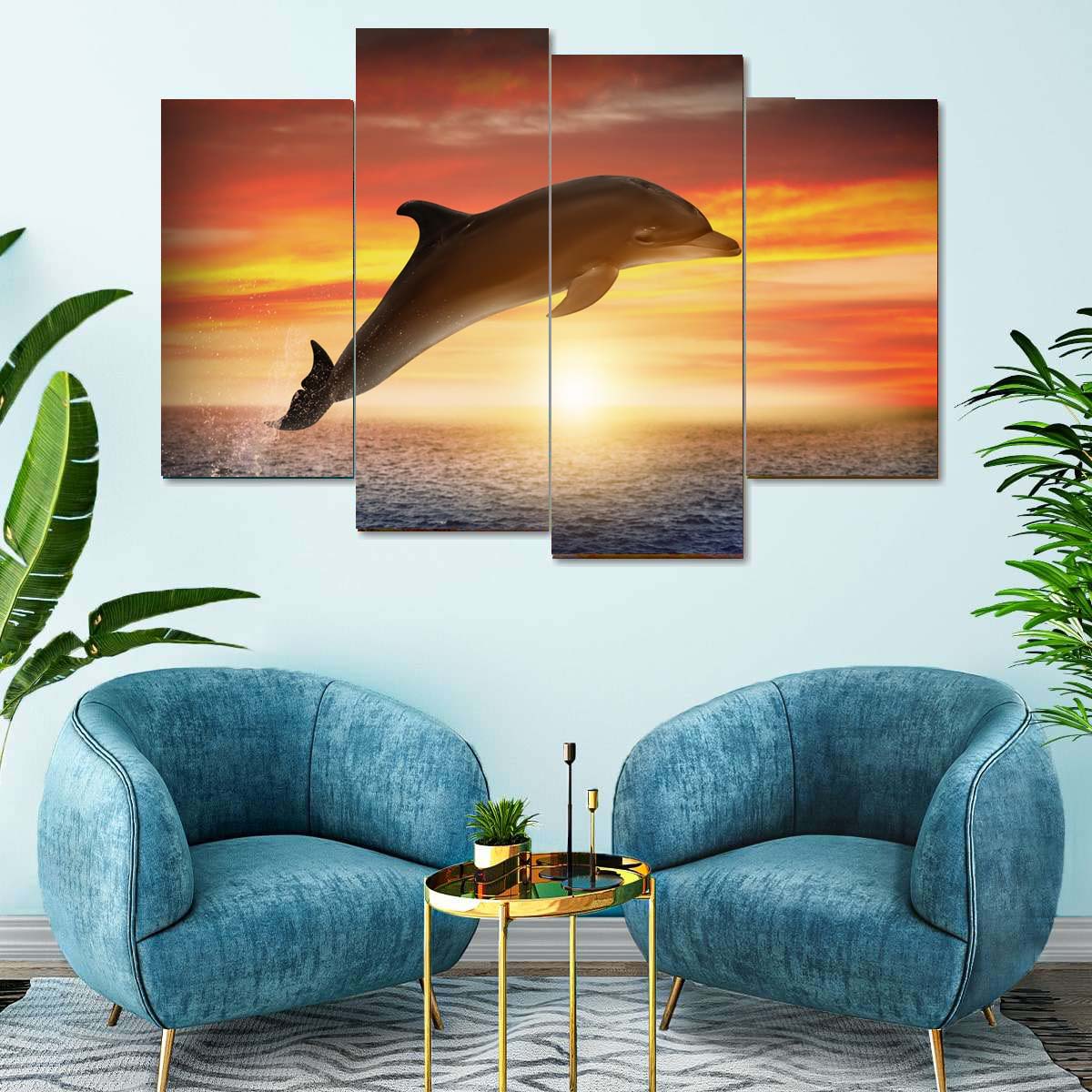 Four-panel fish Wall Canvas