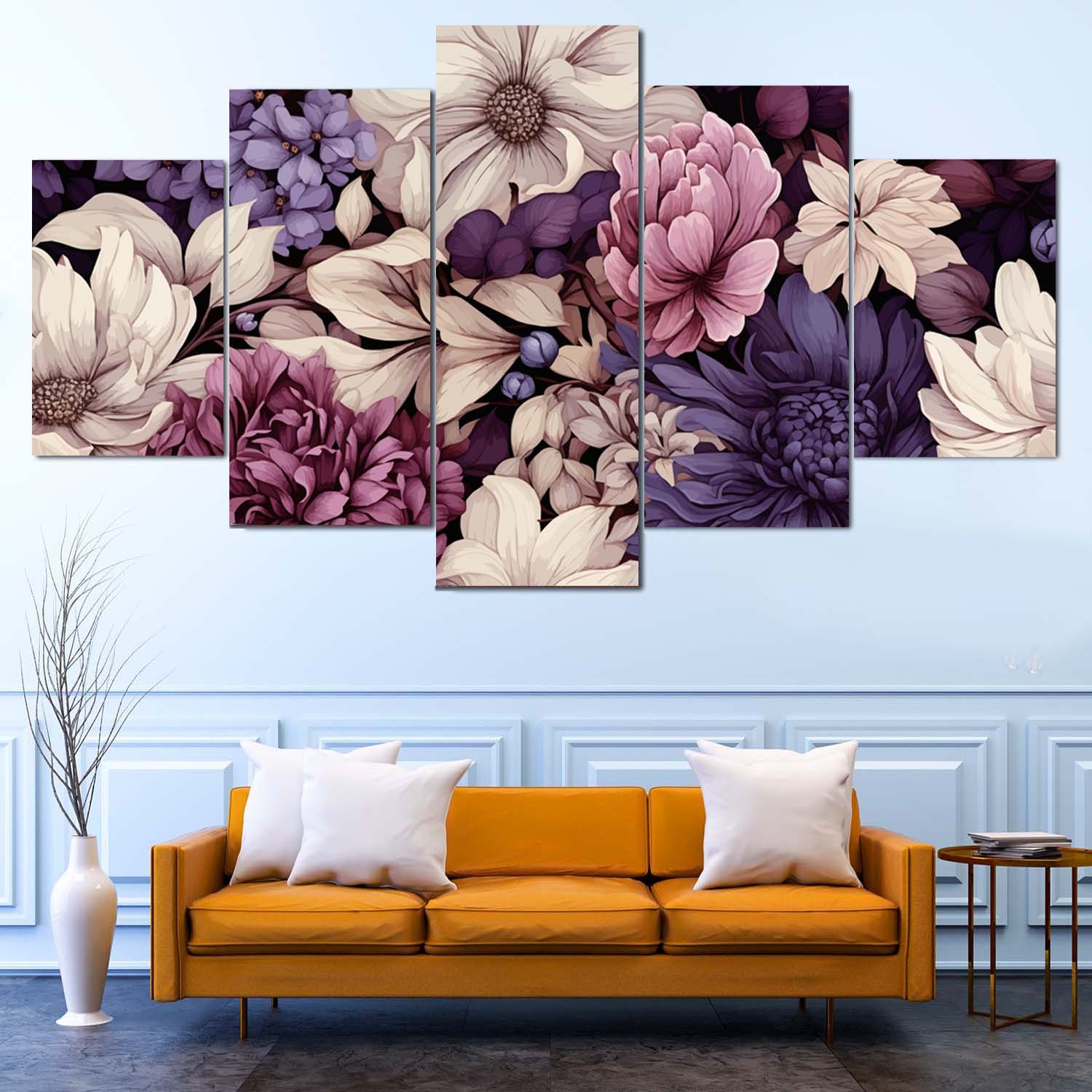 Floral Pattern Wall Canvas Frame