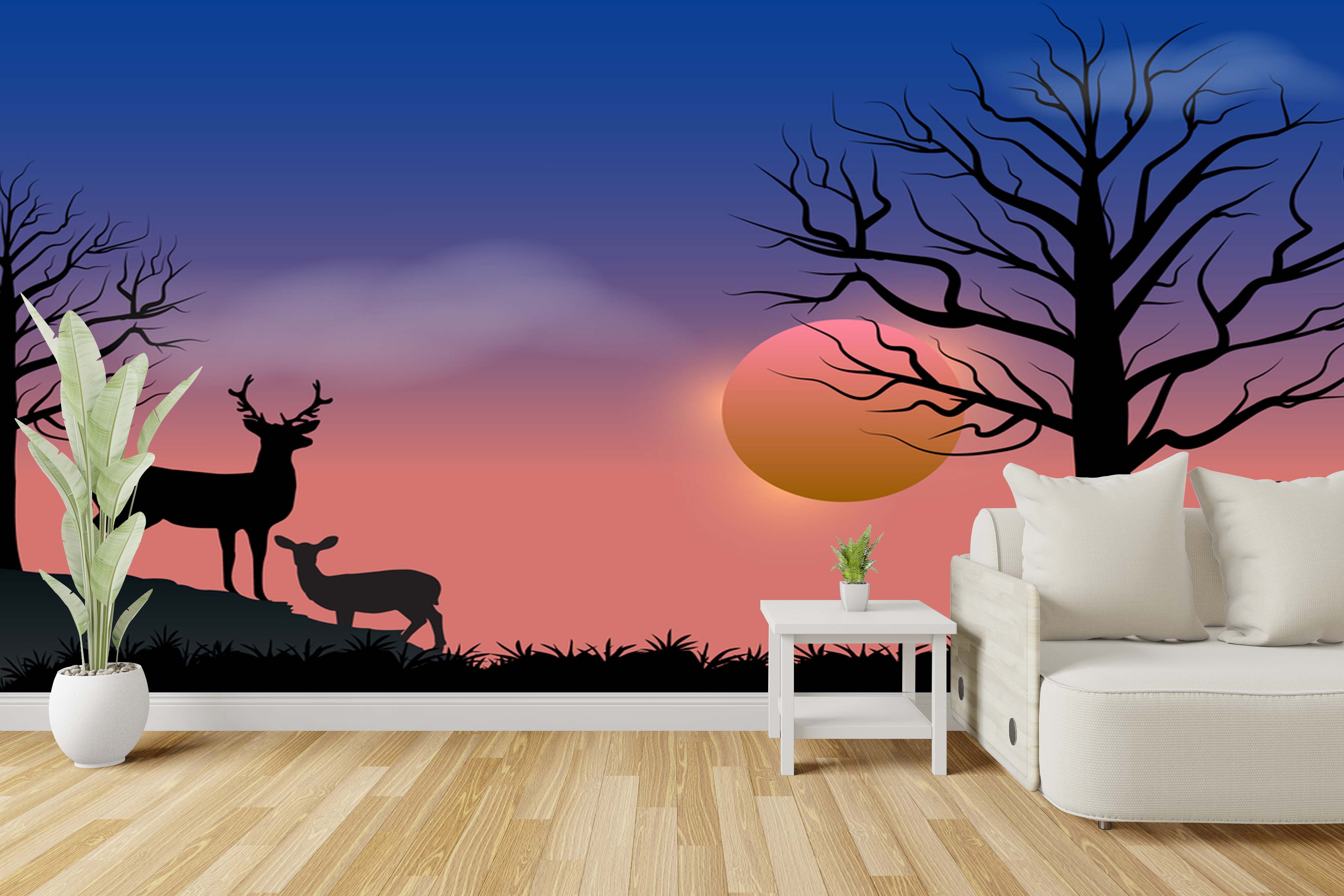 🦌 Nature Meets Art – Deer Animals Wall Mural 🌲