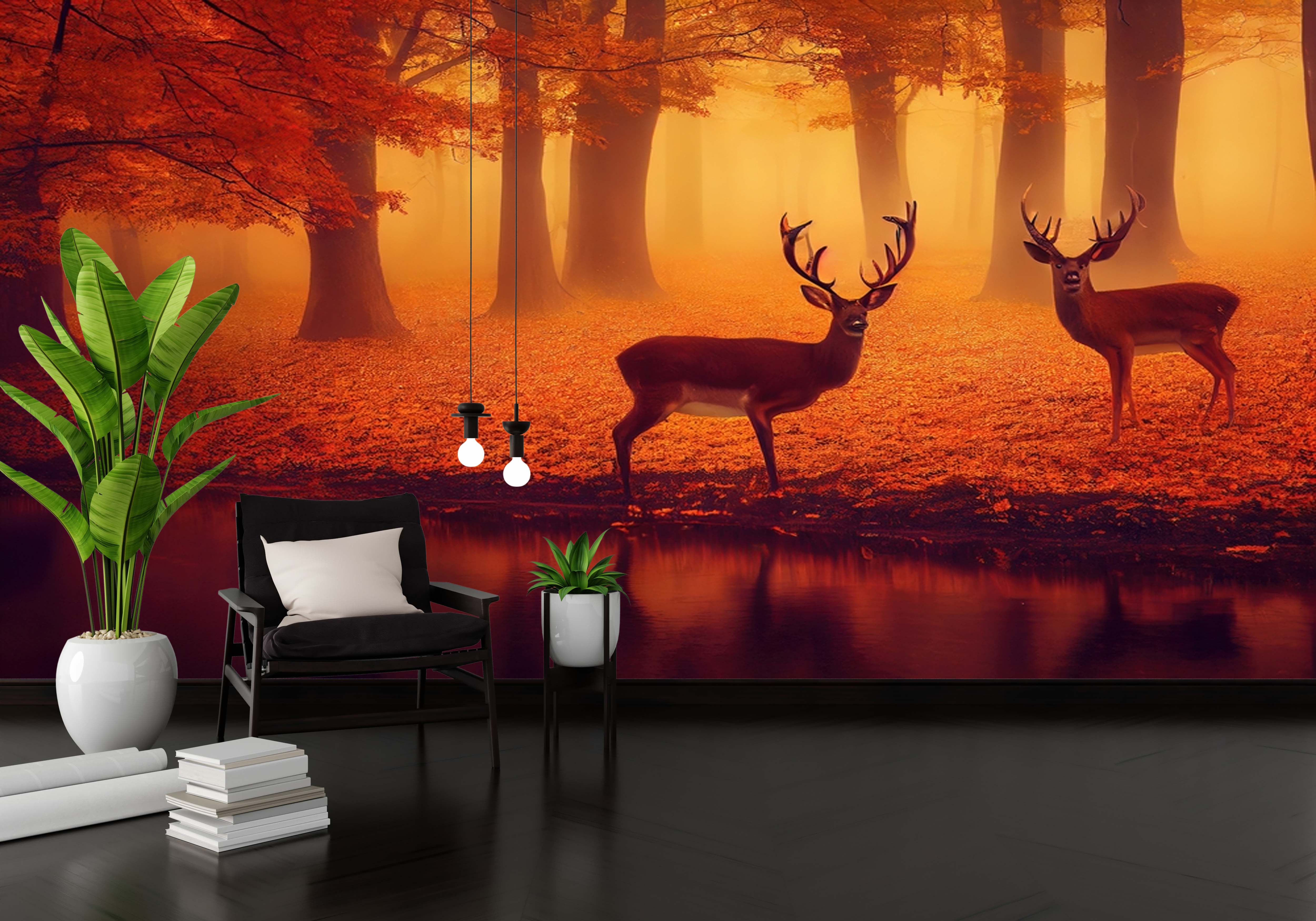 🦌 Nature Meets Art – Deer Animals Wall Mural 🌲