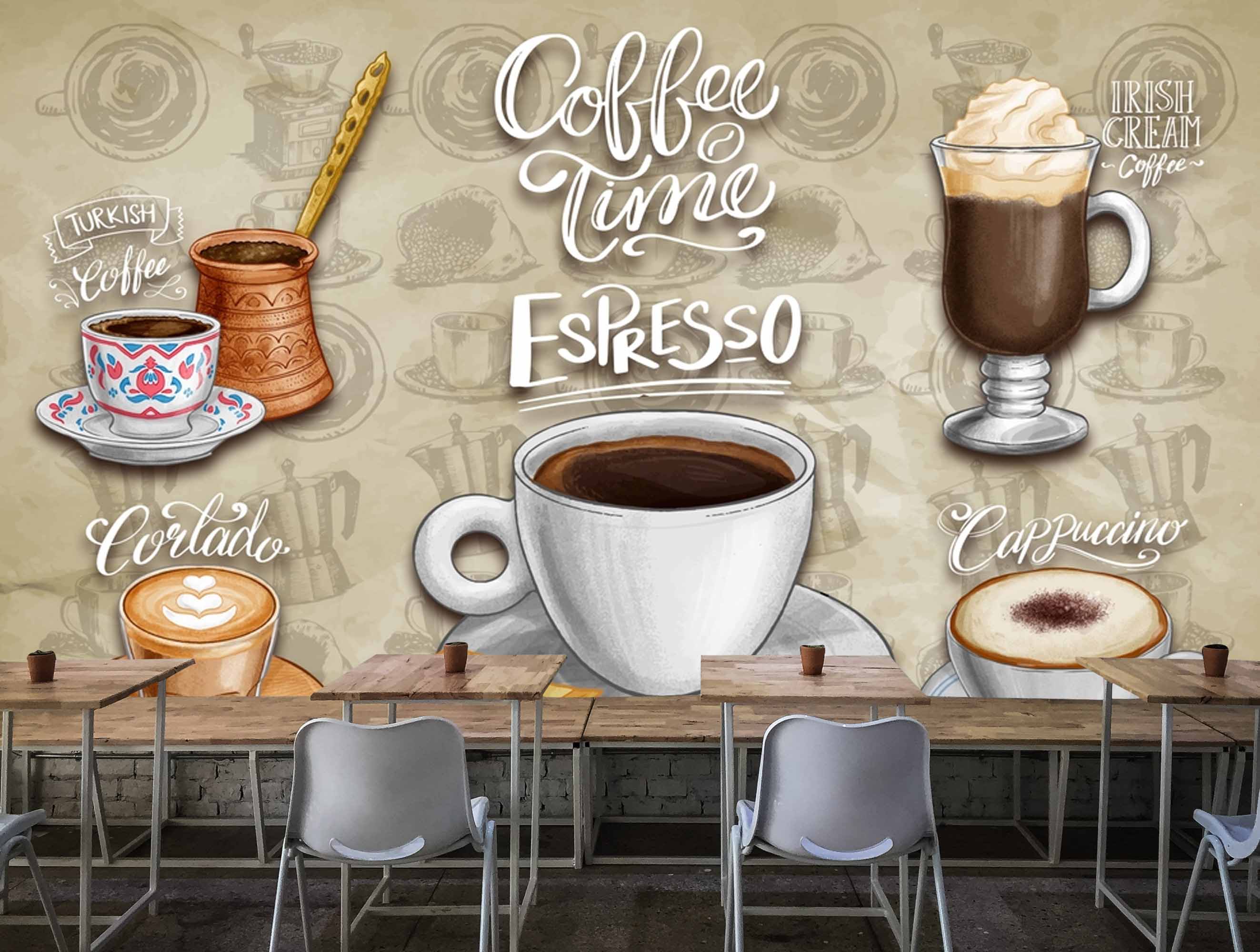 ☕ Café Theme Wall Mural X transforms plain walls into a stylish coffee-inspired experience.