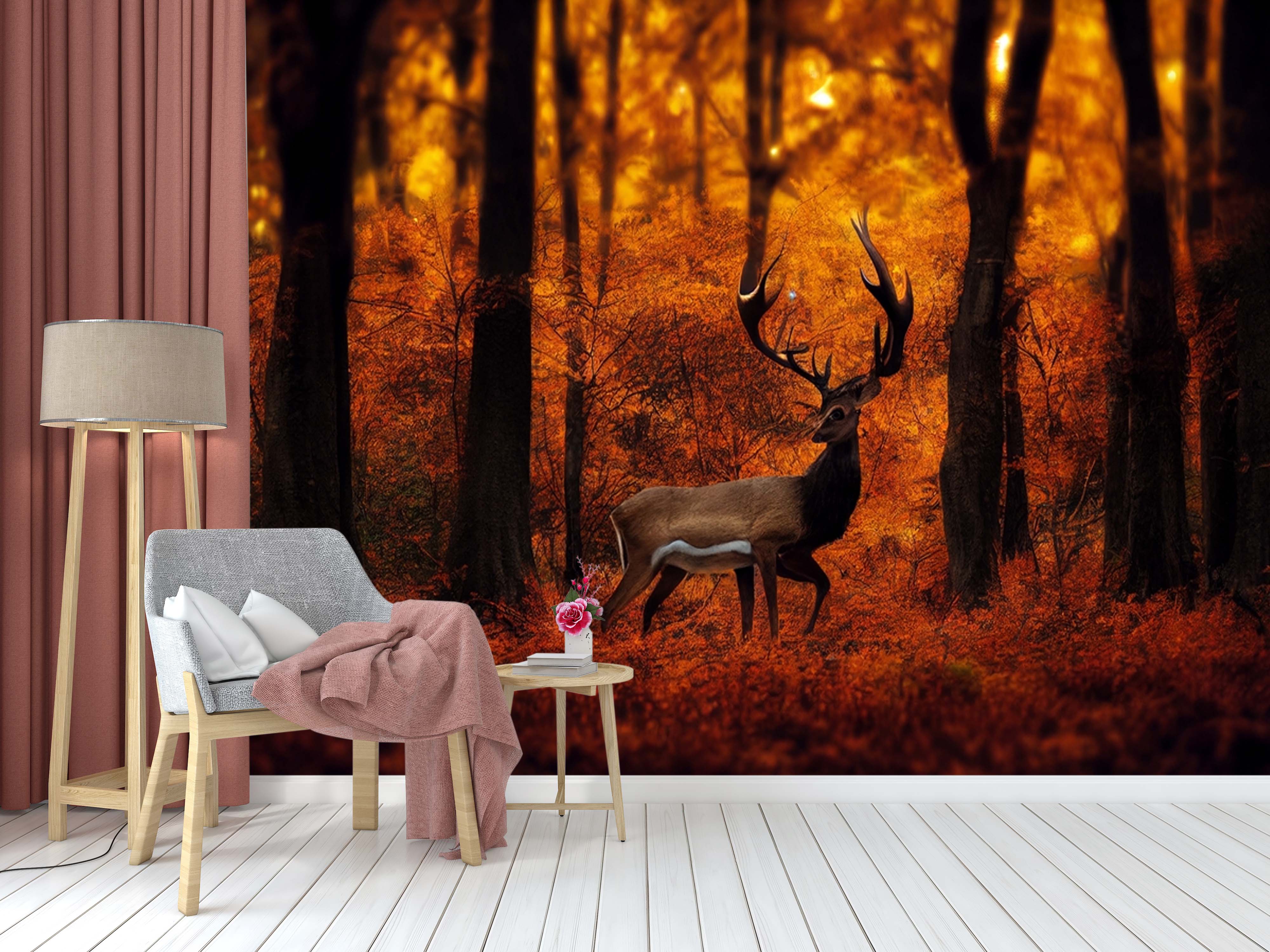 🦌 Nature Meets Art – Deer Animals Wall Mural 🌲