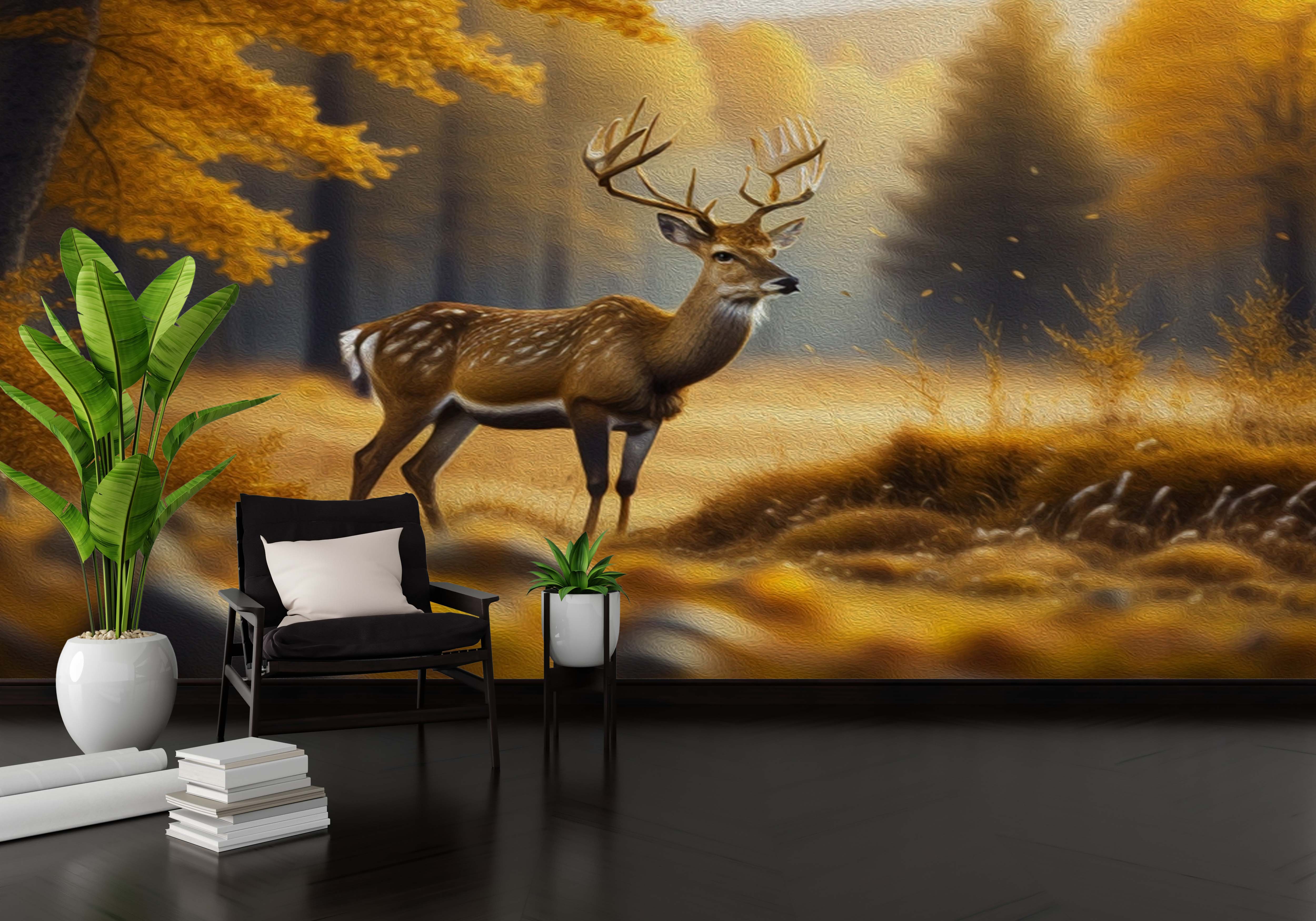 🦌 Nature Meets Art – Deer Animals Wall Mural 🌲