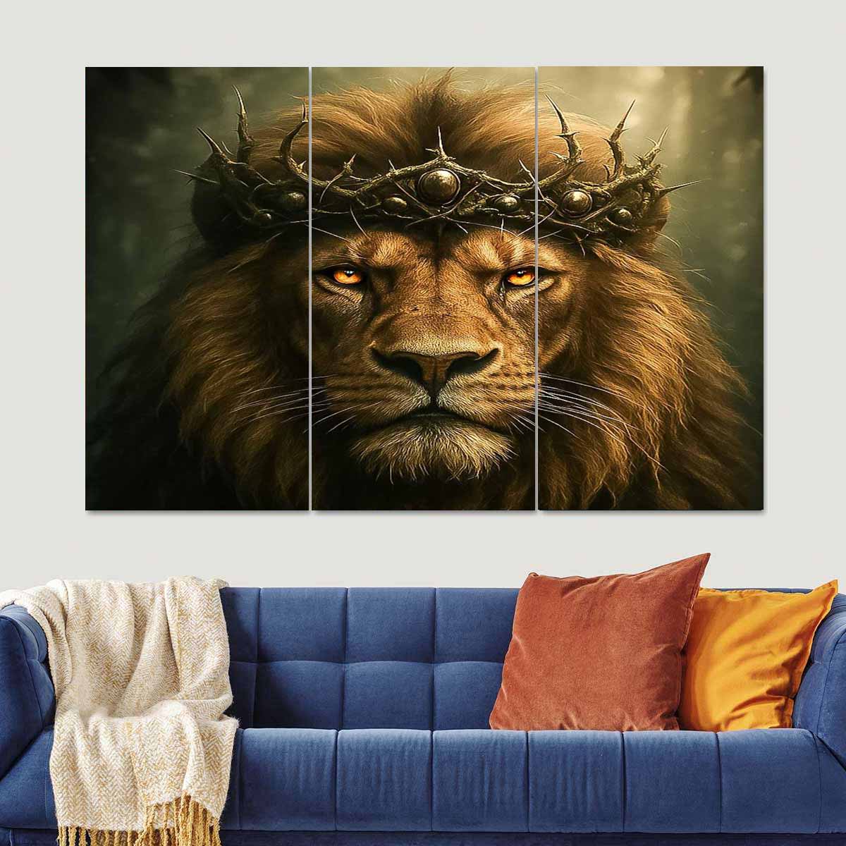 🦁 A lion 3-panel canvas adds bold character and a dramatic focal point to any room.