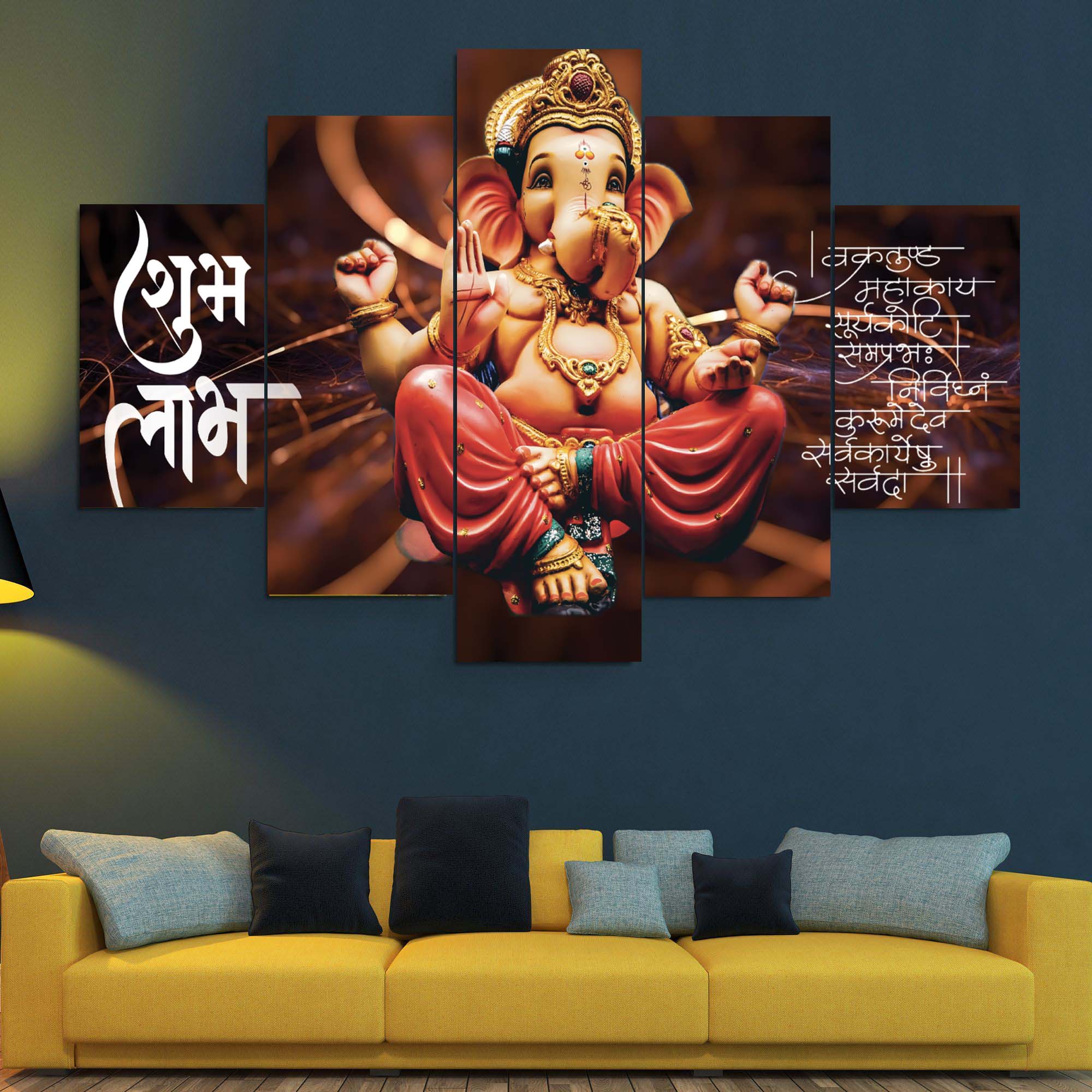 5 Panel Lord Ganesha Wall Canvas Wall Decor