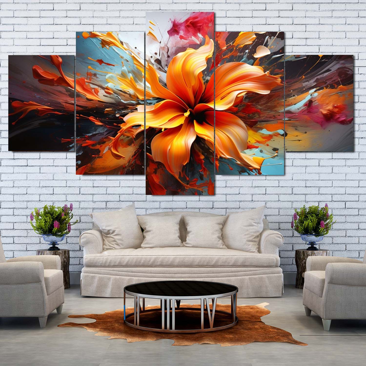 Floral Pattern Wall Canvas Frame
