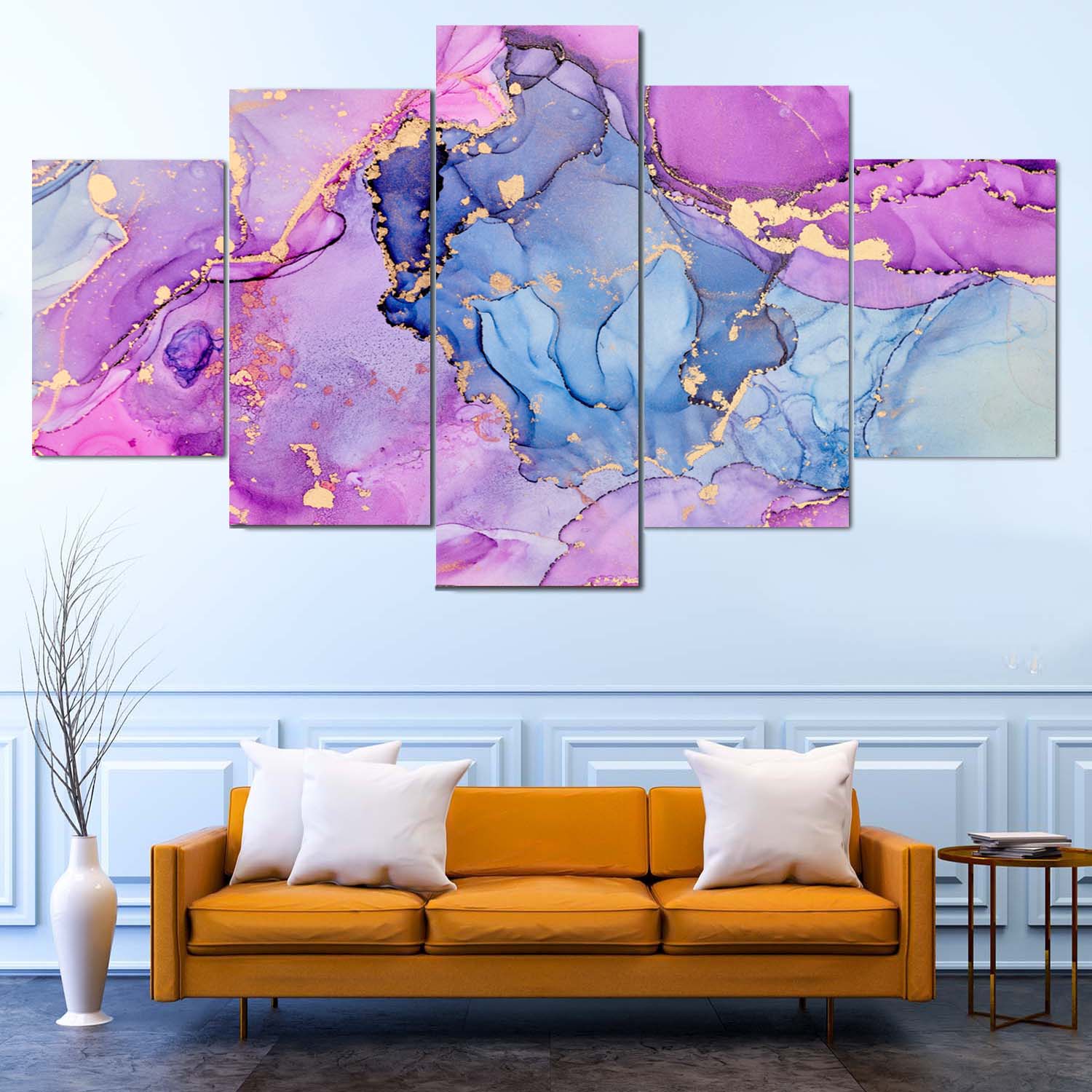 Marble Elegance in 5 Panels Canvas