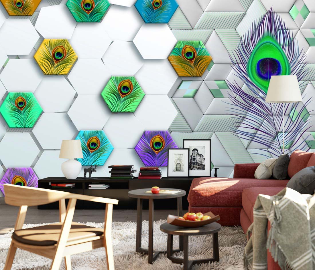 Transform Your Space with Elegance & Feather Design Wall Mural.