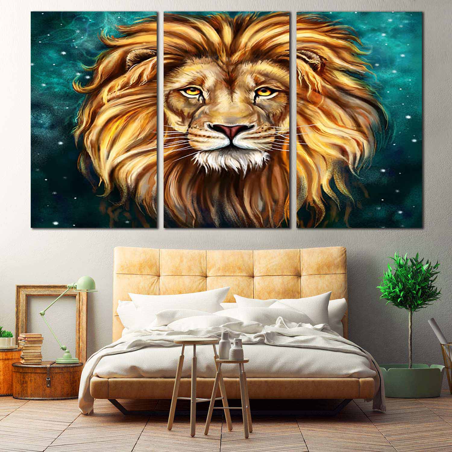 🦁 A lion 3-panel canvas adds bold character and a dramatic focal point to any room.