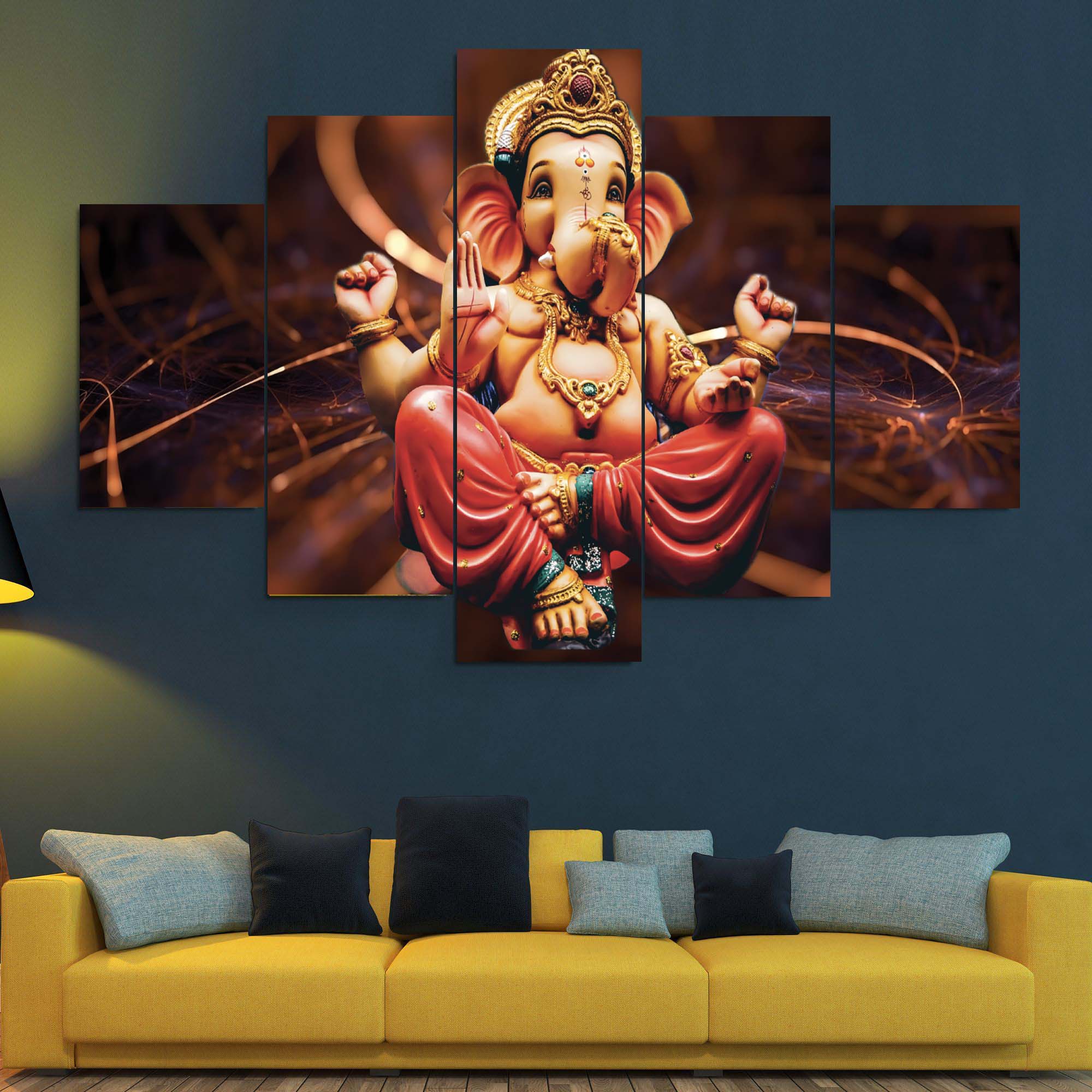 5 Panel Lord Ganesha Wall Canvas Wall Decor