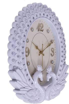 Fashionable Oval Shape Peacock Wall Clock