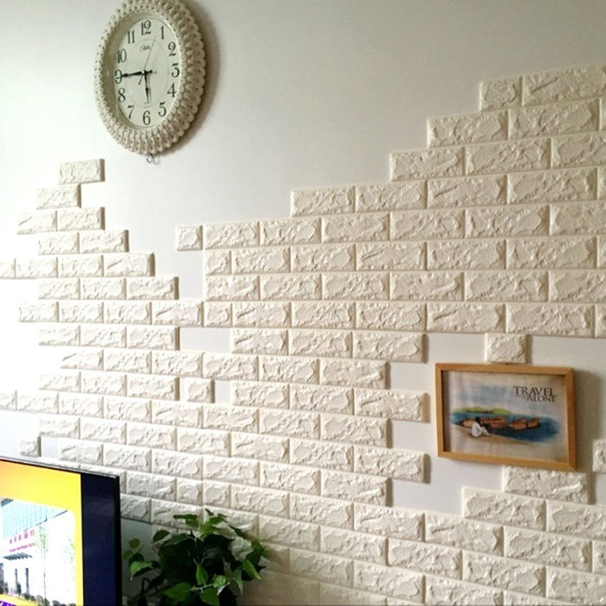 🤍 3D White Brick Wall Foam – Stylish Interior Upgrade Size 70 X 70 CM