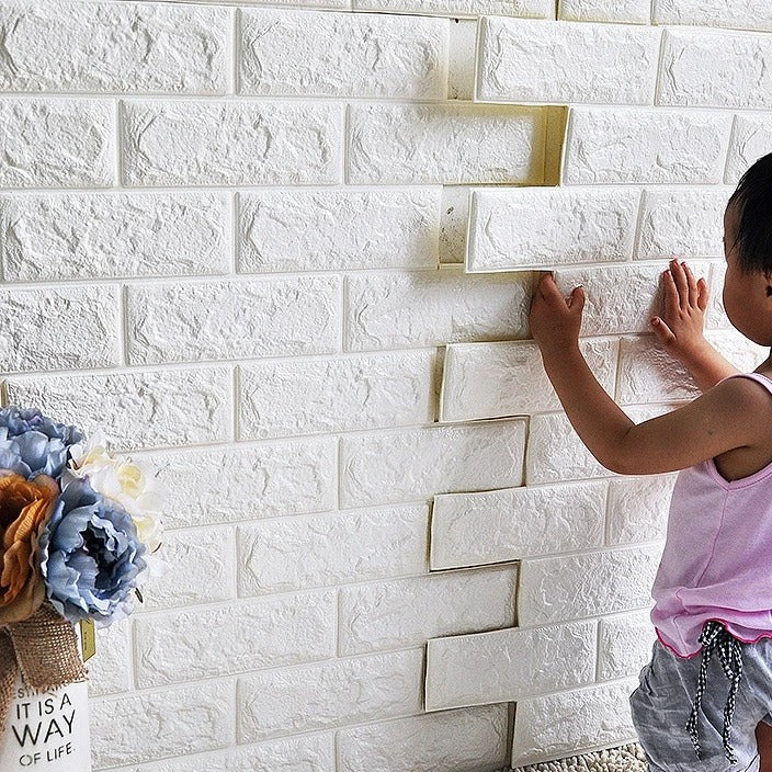 🤍 3D White Brick Wall Foam – Stylish Interior Upgrade Size 70 X 70 CM