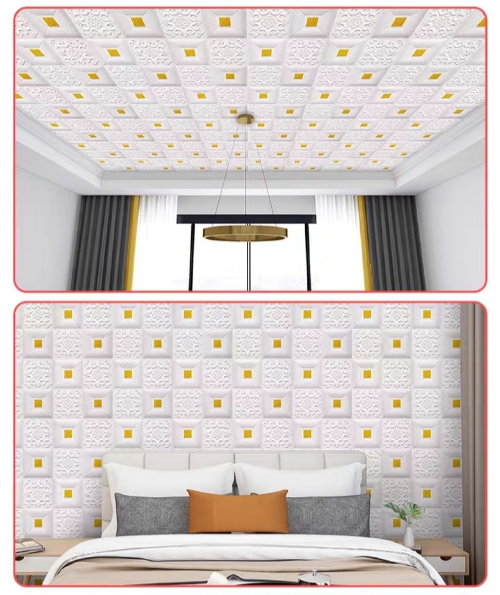 🤍 White Wall Foam with Decorative Stickers – Stylish & Fun size 70 X 70 CM