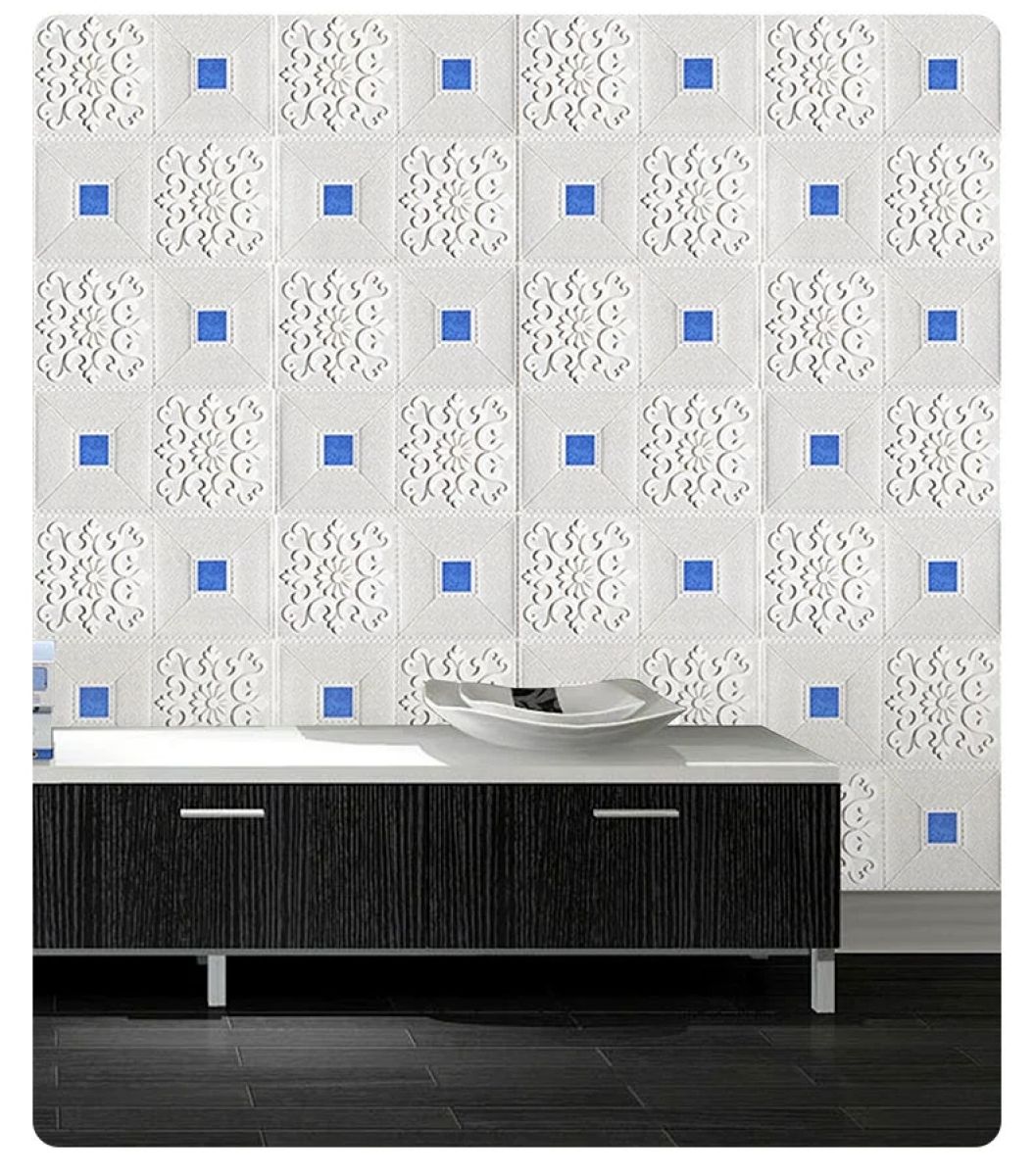 🤍 White Wall Foam with Decorative Stickers – Stylish & Fun size 70 X 70 CM