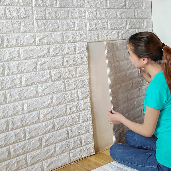 🤍 3D White Brick Wall Foam – Stylish Interior Upgrade Size 70 X 70 CM