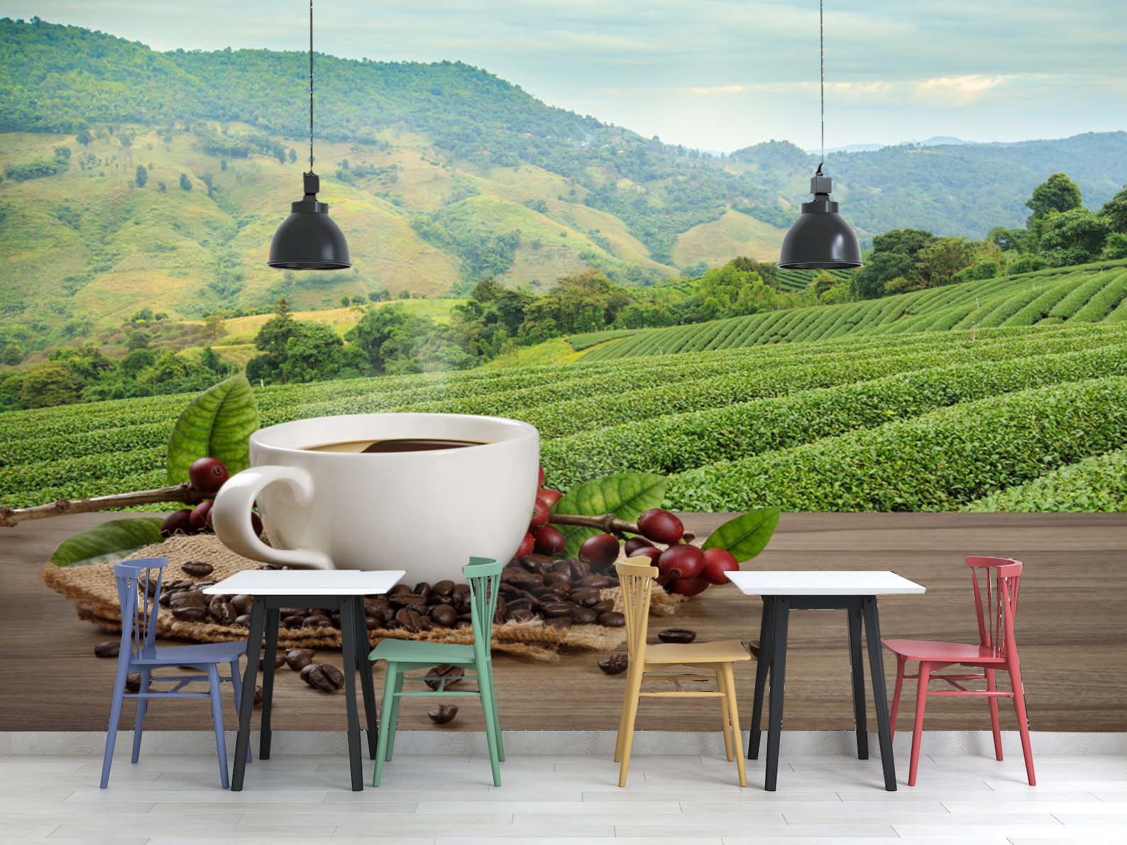 ☕ Café Theme Wall Mural X transforms plain walls into a stylish coffee-inspired experience.