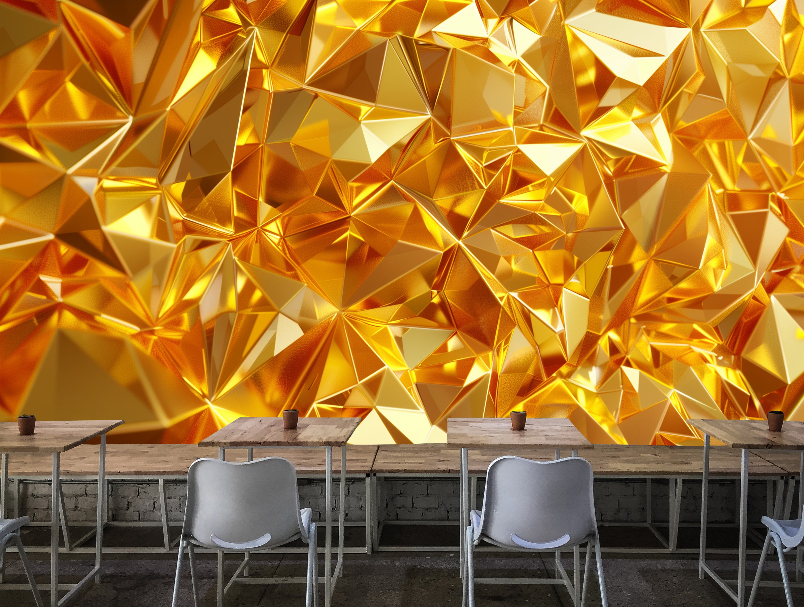 Luxurious Golden Abstract 3D Design With Modern Look Wall Mural