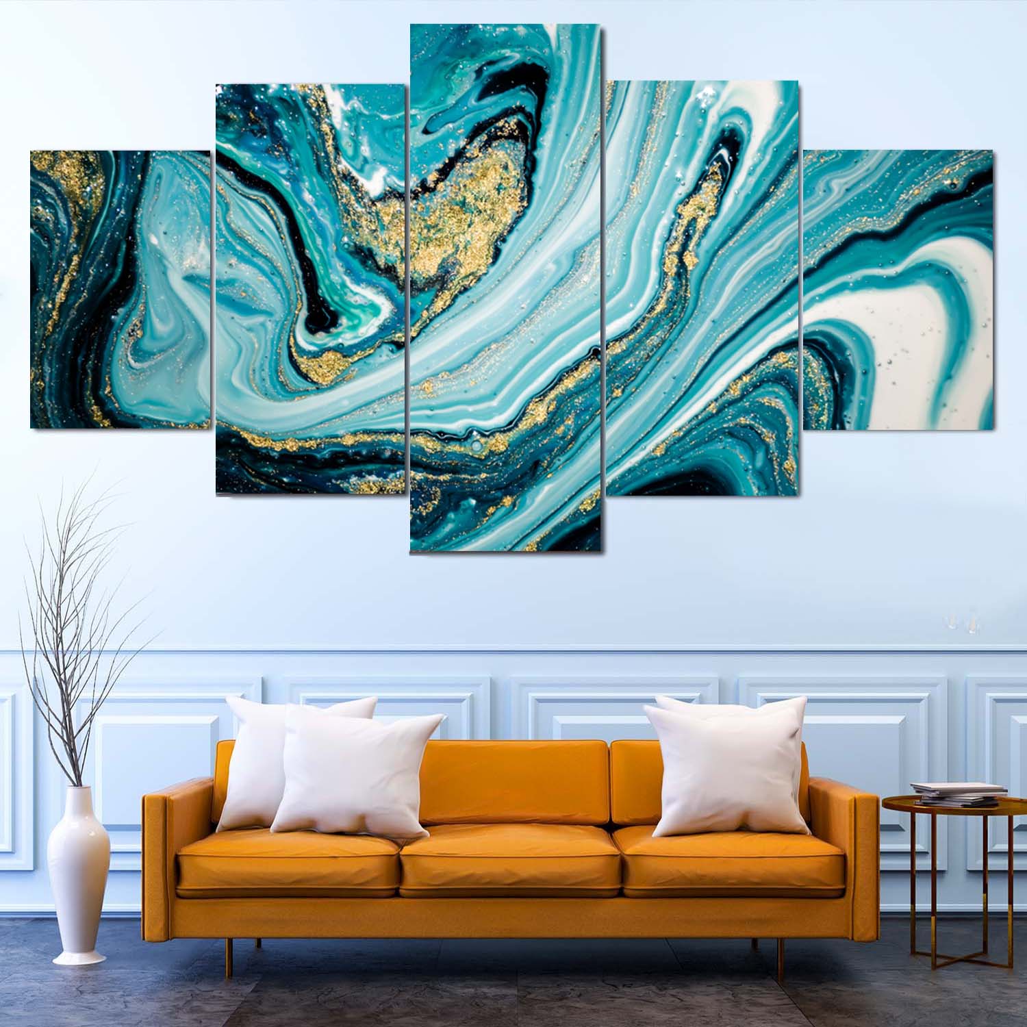 Marble Elegance in 5 Panels Canvas