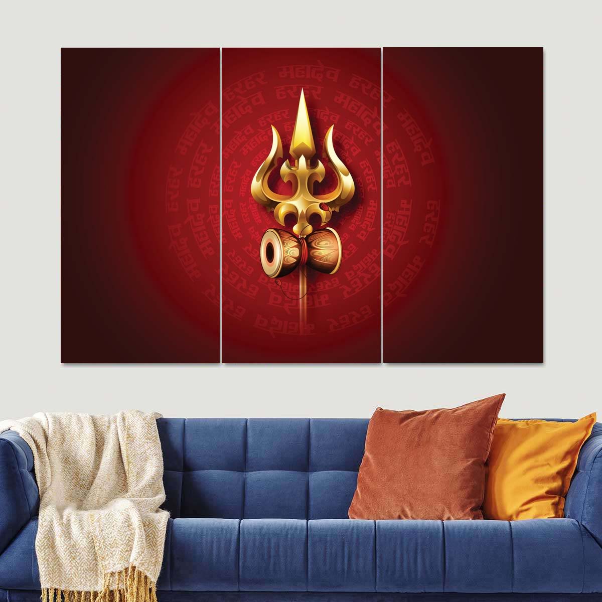 🕉️ Lord Shiva Trishul Five Canvas🔱