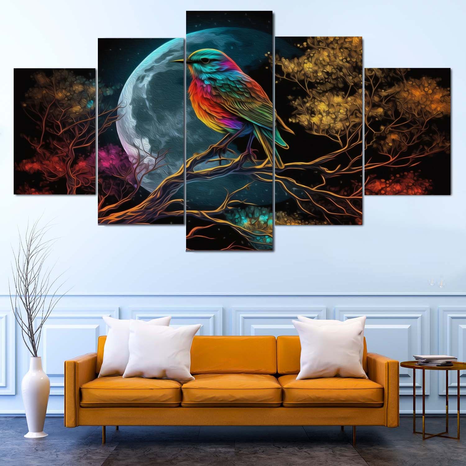 Bring nature and beauty into your home with this 5 Panel Bird Canvas.