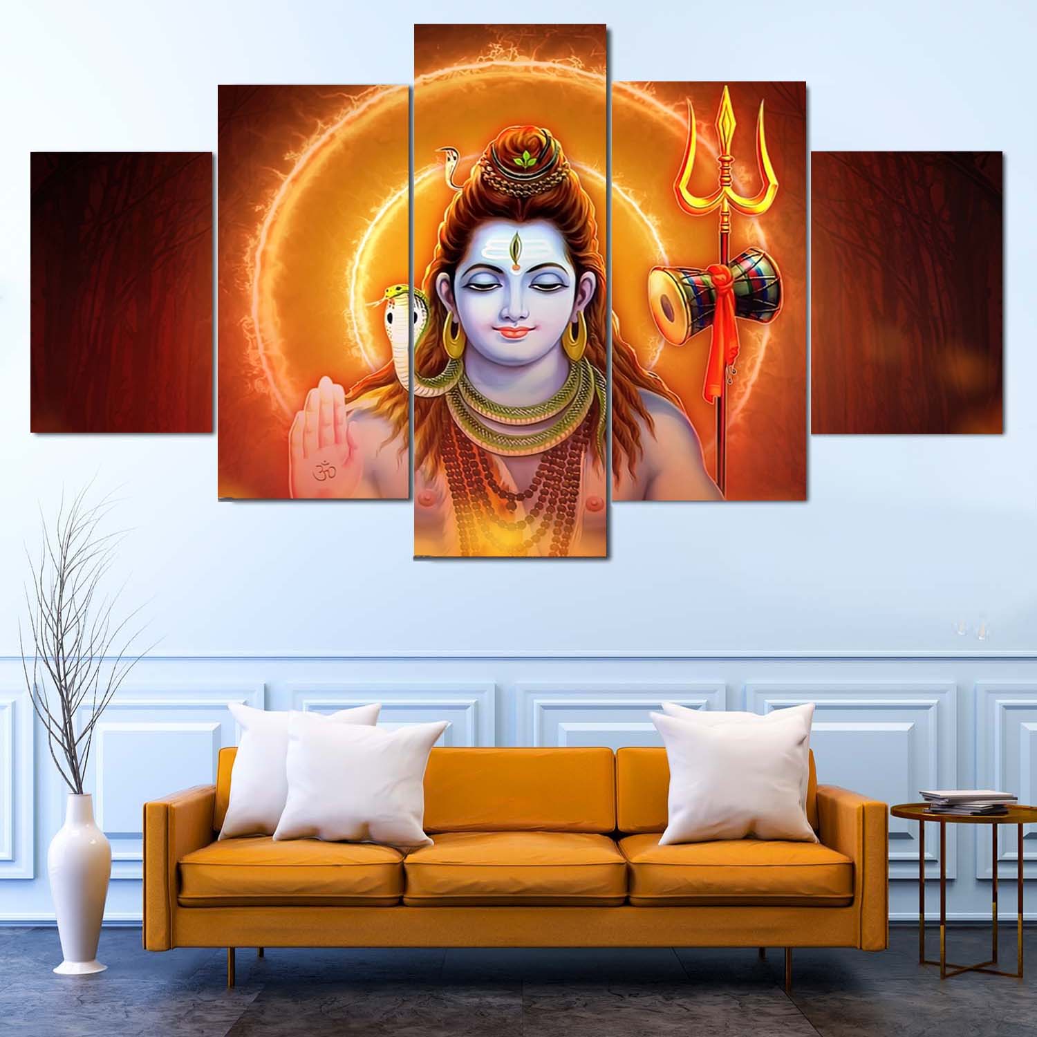 “Divine Energy on Your Wall – Lord Shiva Canvas” Size 32/52 5 pannel