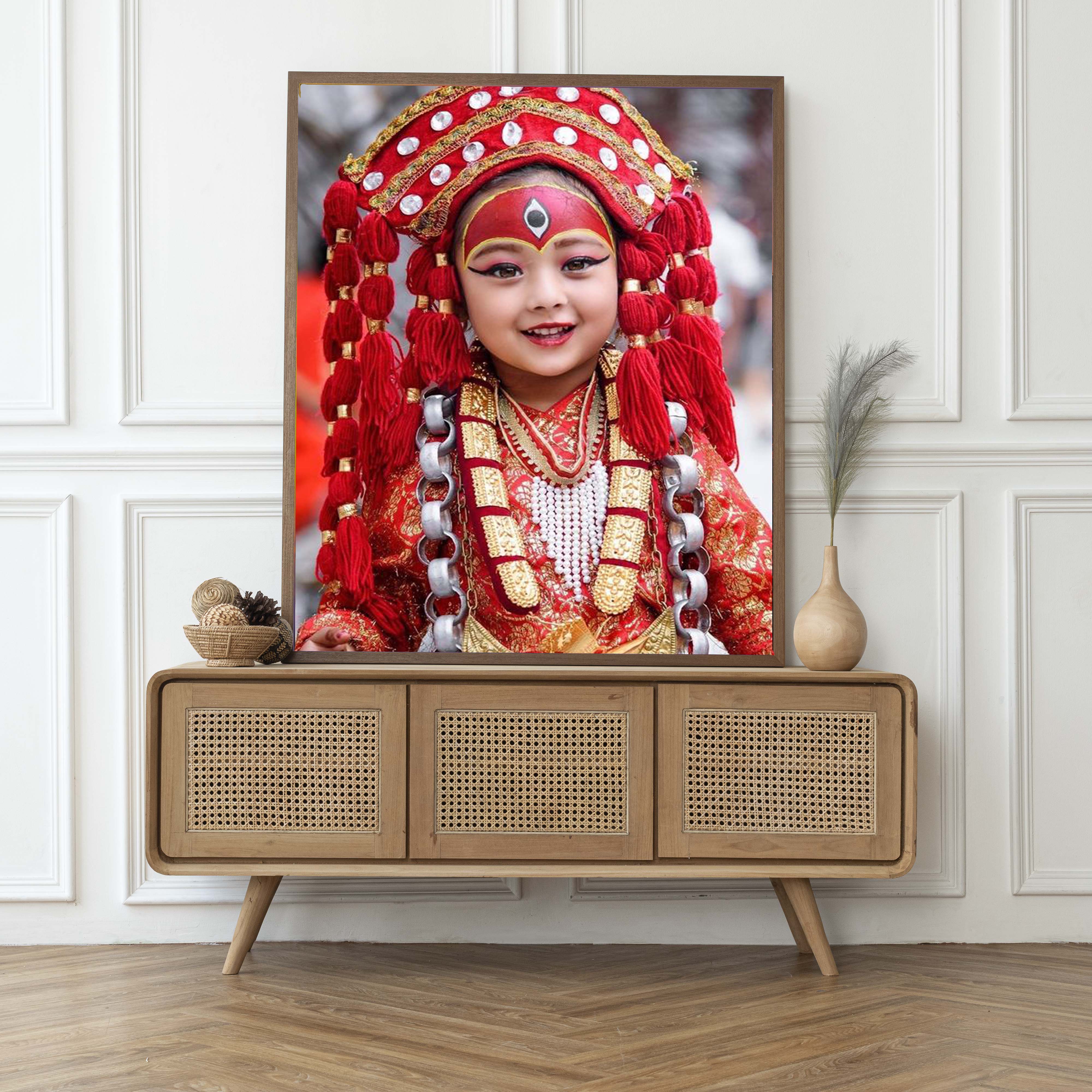 🔴 Newari Kumari Canvas – Symbol of Power, Purity & Tradition 🔴