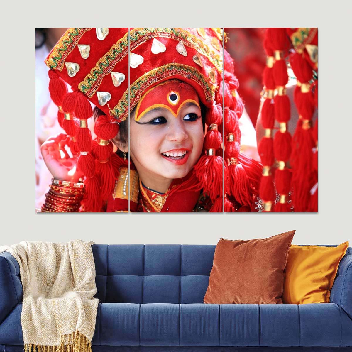 🔴 Newari Kumari Canvas – Symbol of Power, Purity & Tradition 🔴