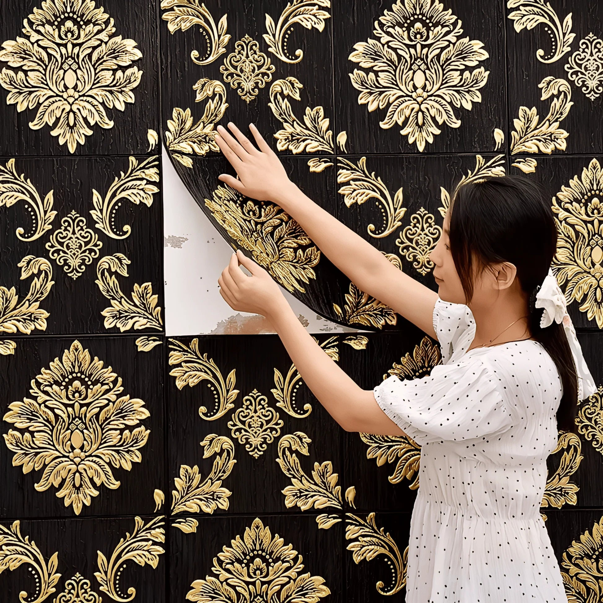 👑 3D  Premium Black Royal Design Wall Foam for Elegant Interiors X Luxury Royal Design – Gives rich, elegant & premium look