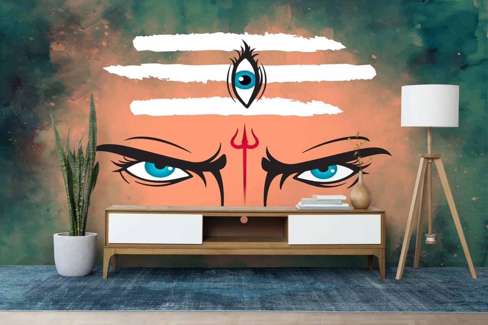Faith, Focus And Divine Energry Feathering Intense Eye Of Lord Shiva Wall Mural
