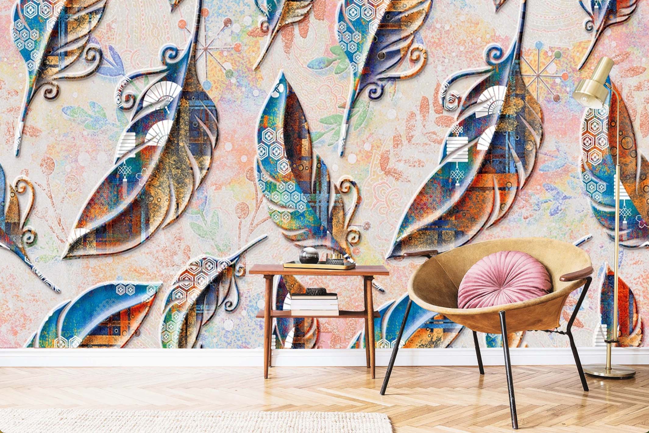 Transform Your Space with Elegance & Feather Design Wall Mural.