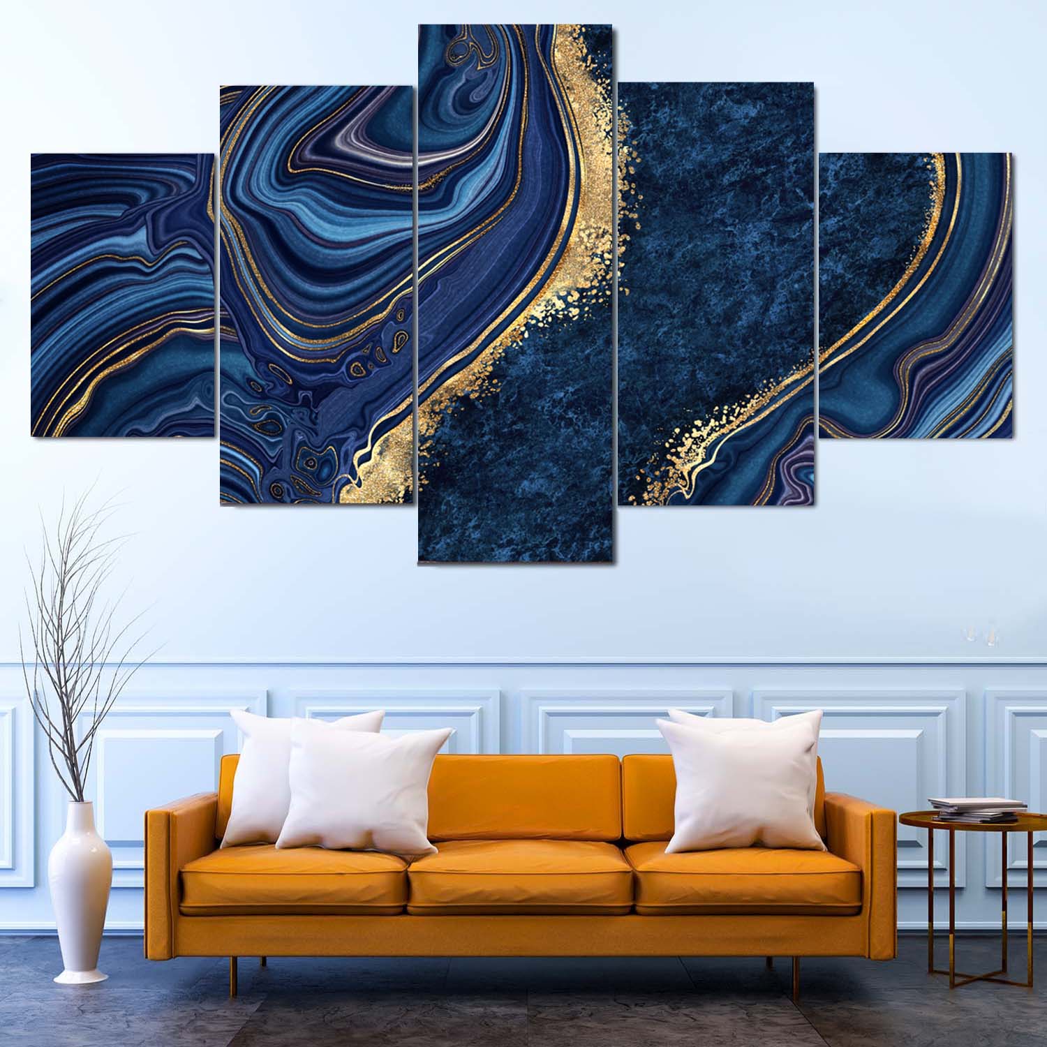 Marble Elegance in 5 Panels Canvas