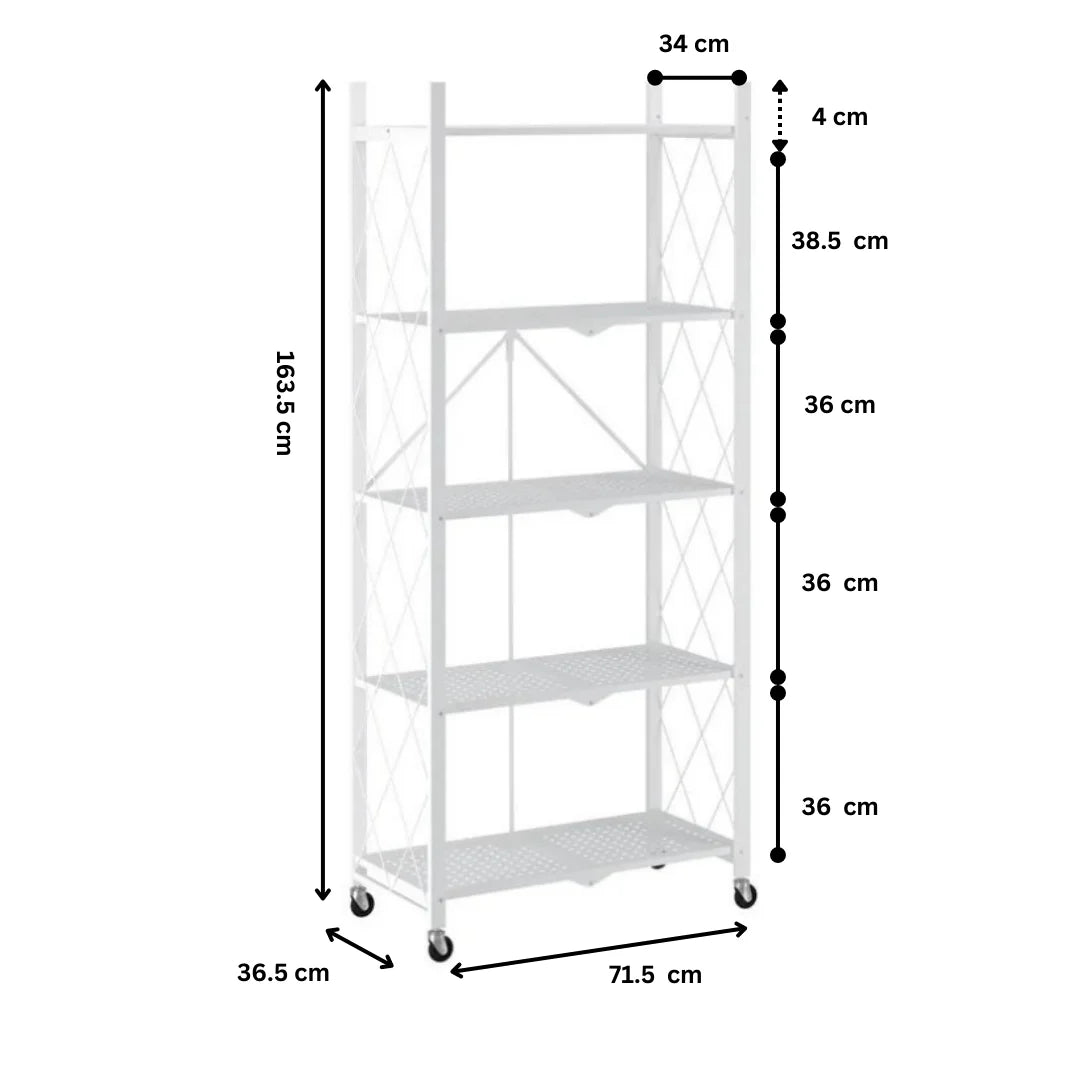 Portable 5-Layer Foldable Rack- Perfect for Kitchen,Room and shop Ideal For Small rooms
