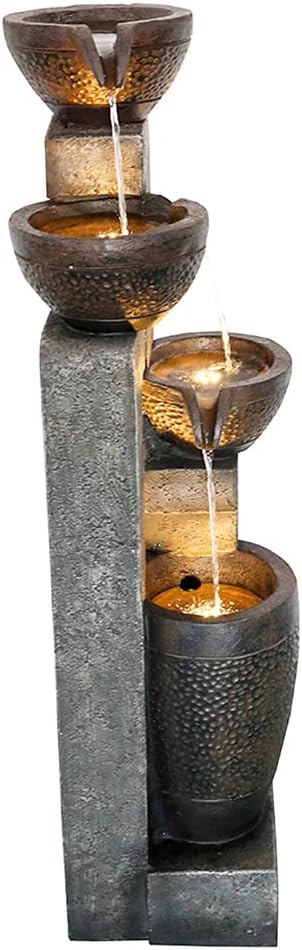 Outdoor Indoor Polyresin  Water Falls Fountains with LED Lights Art Decor (40inch)