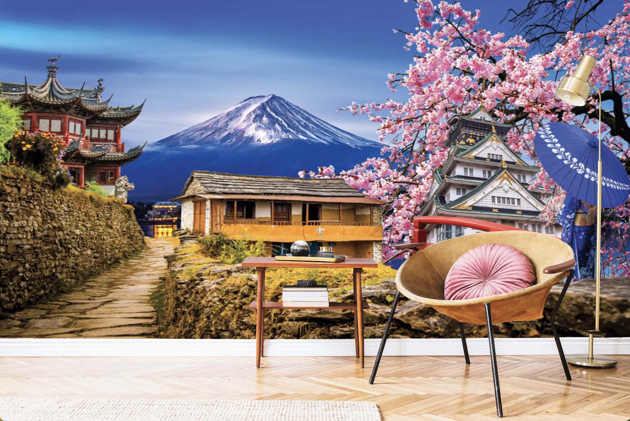 Blend of Tradition And Nature Wall Mural Design