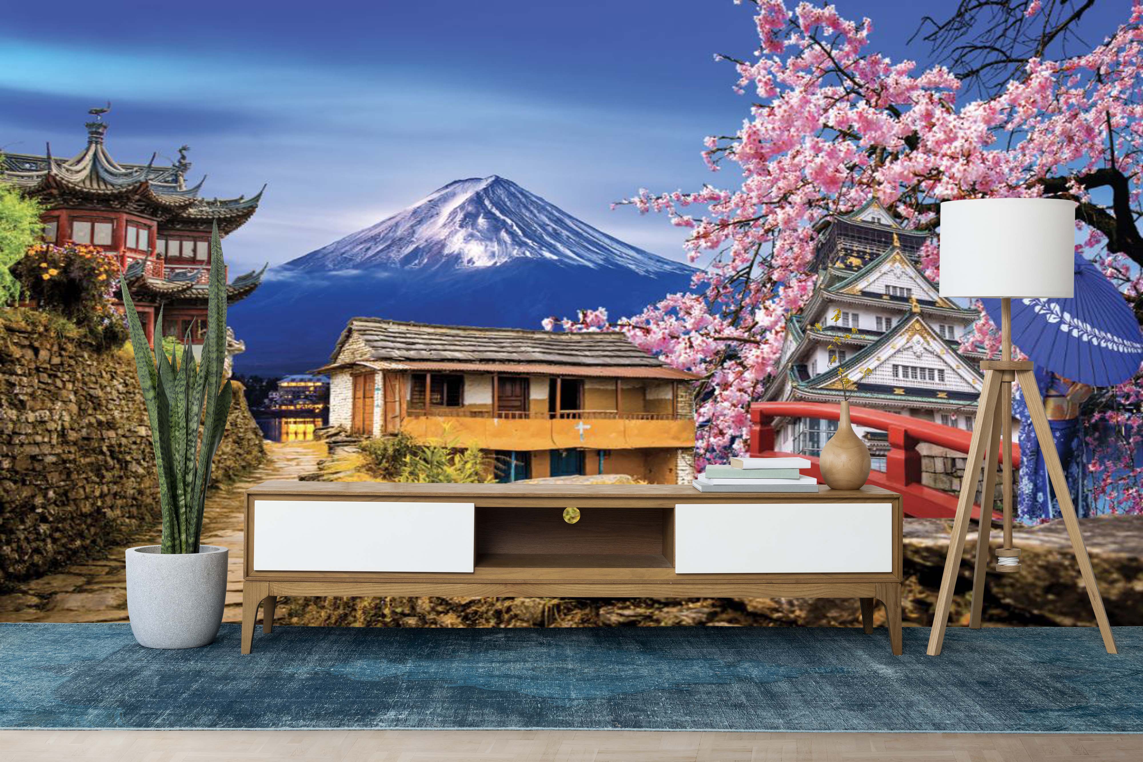 Blend of Tradition And Nature Wall Mural Design