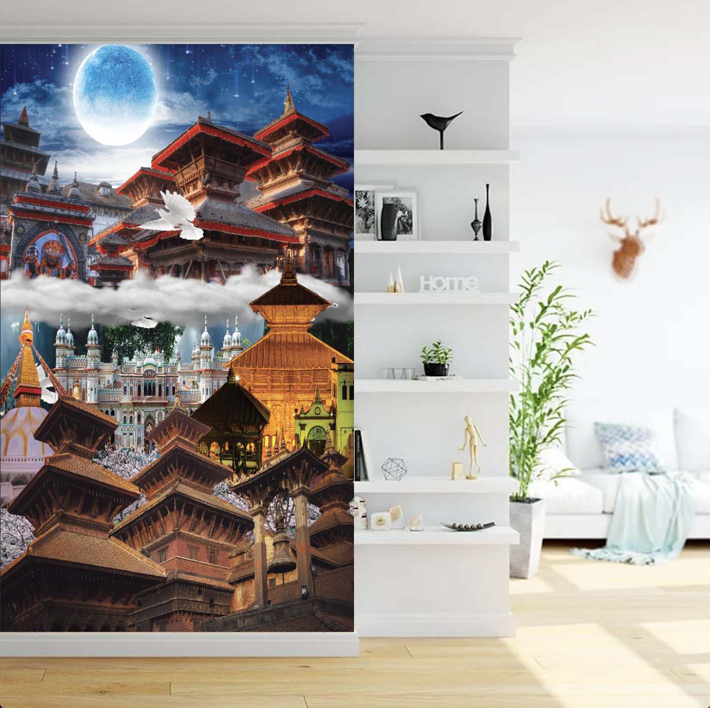 Artistic Ancient Temple Views Wall Mural Decor For Wall