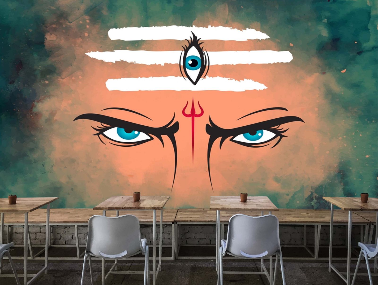 Faith, Focus And Divine Energry Feathering Intense Eye Of Lord Shiva Wall Mural