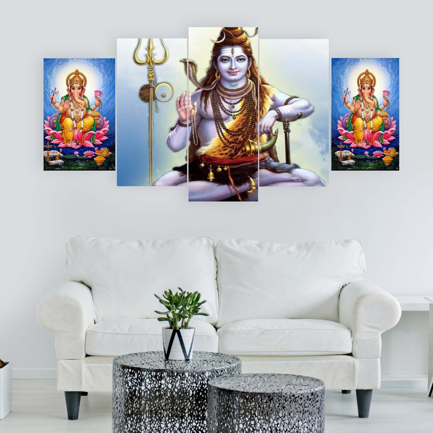 “Divine Energy on Your Wall – Lord Shiva Canvas” Size 32/52 5 pannel