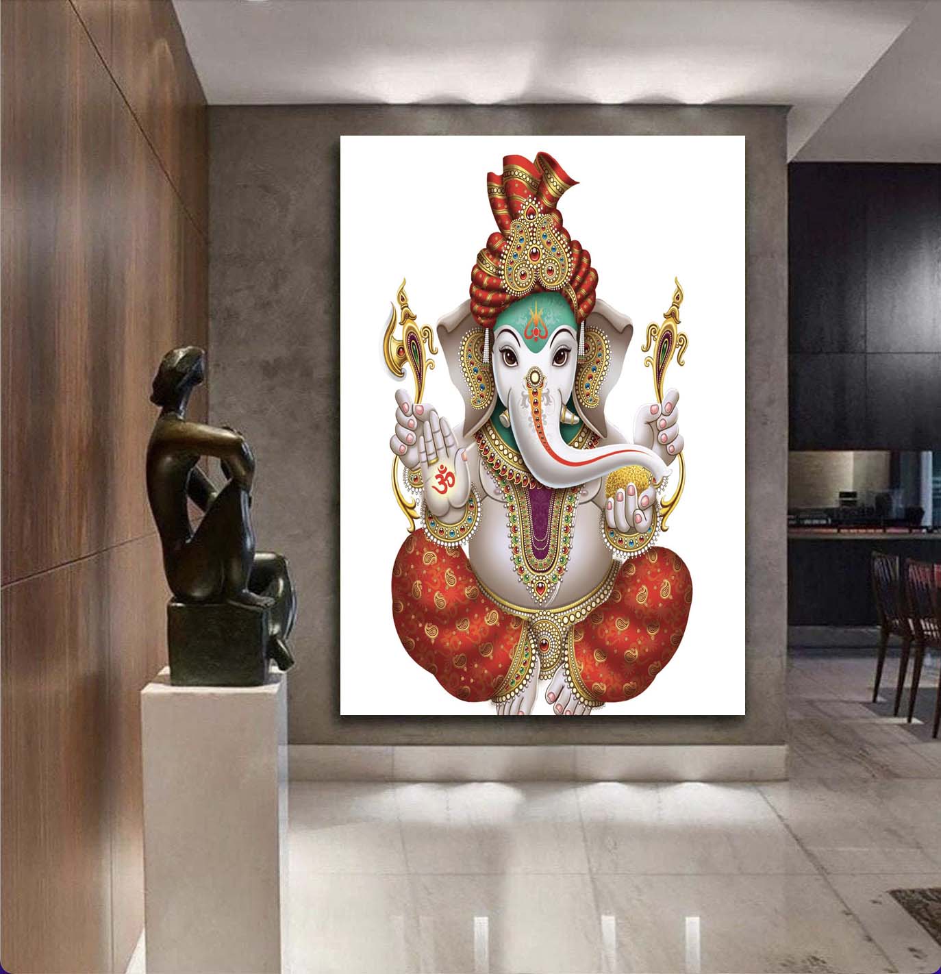 Hindu God Lord Ganesh Single Panel Canvas