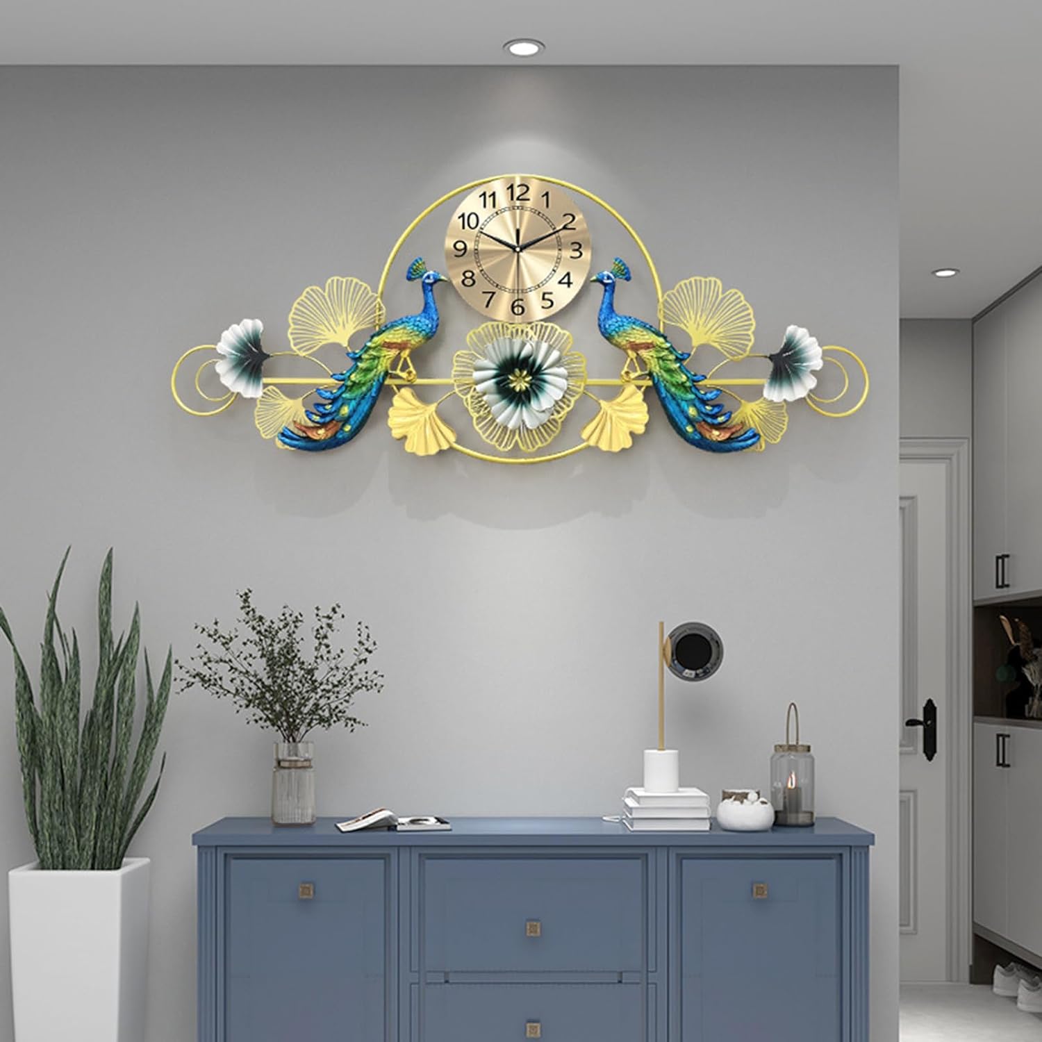 Beautifully Detailed Peacock Wall Clock Panel