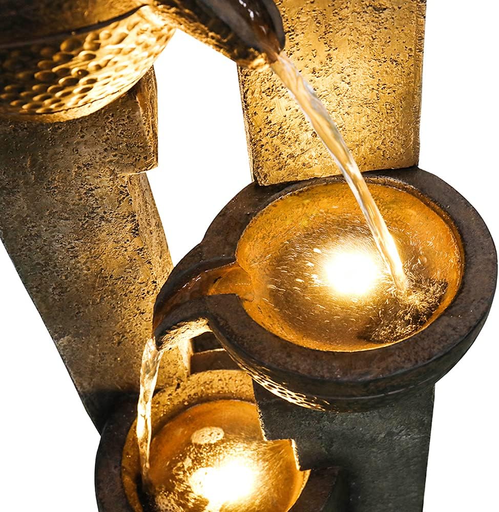 Outdoor Indoor Polyresin  Water Falls Fountains with LED Lights Art Decor (40inch)