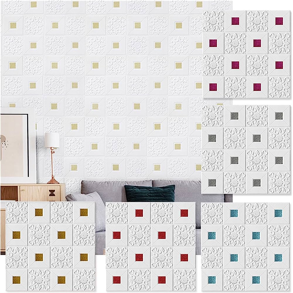 🤍 White Wall Foam with Decorative Stickers – Stylish & Fun size 70 X 70 CM