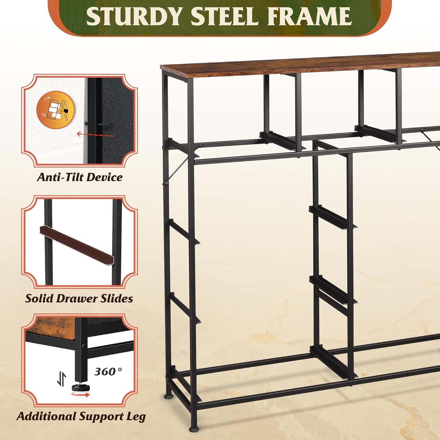 Dresser Closet, Fabric Storage for Bedroom Organizer Unit with Fabric Bins Drawer